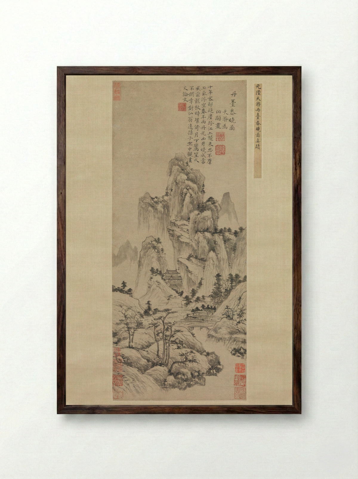 Spring Dawn over the Elixir Terrace - Lu Guang - Framed Print Dark Wood