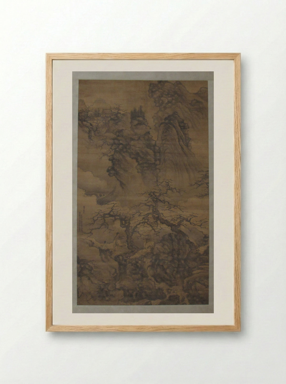 Spring Landscape with Plum Blossoms, Scholar and Deer - Xie Shichen - Framed Print Wood
