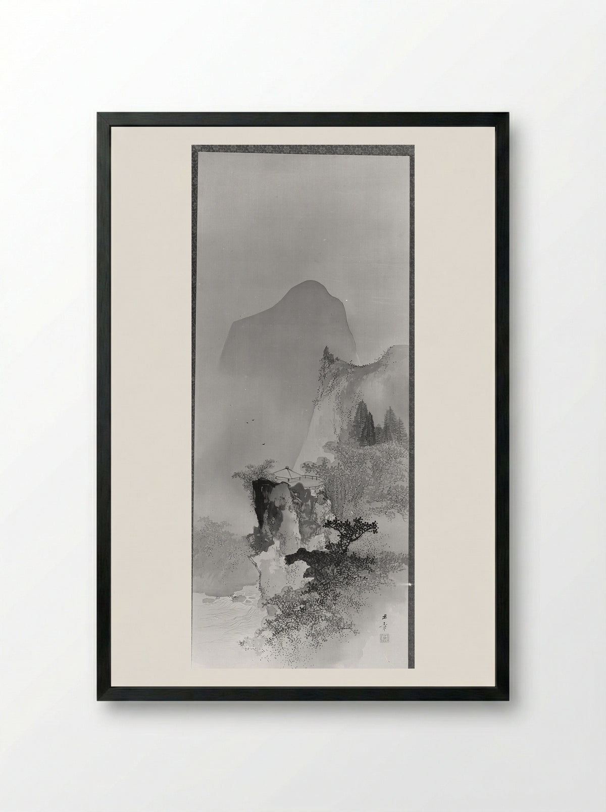 Spring Landscape - Kawabata Gyokushō - Framed Print Black