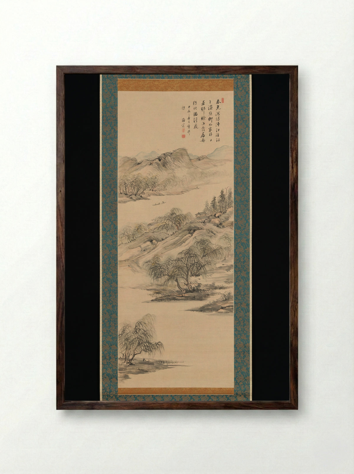 Spring Landscape - Nukina Kaioku - Framed Print Dark Wood