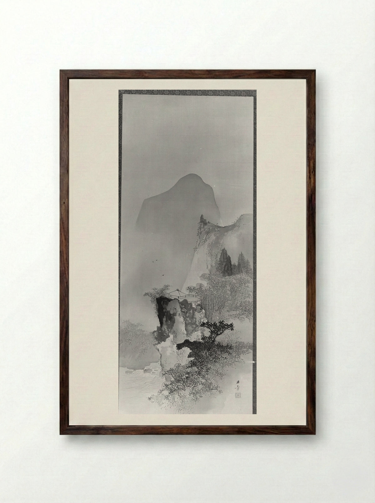 Spring Landscape - Kawabata Gyokushō - Framed Print Dark Wood