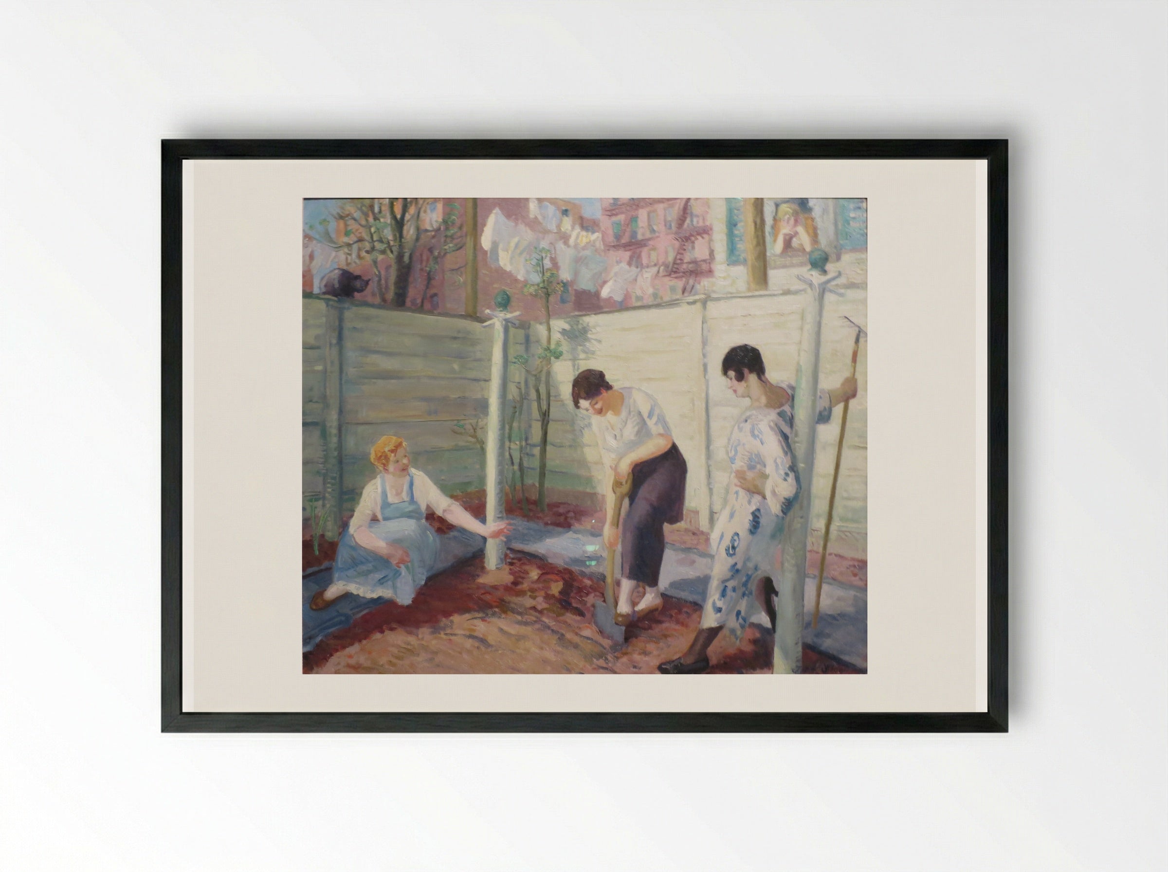 Spring Planting, Greenwich Village - John French Sloan - Framed Print Black