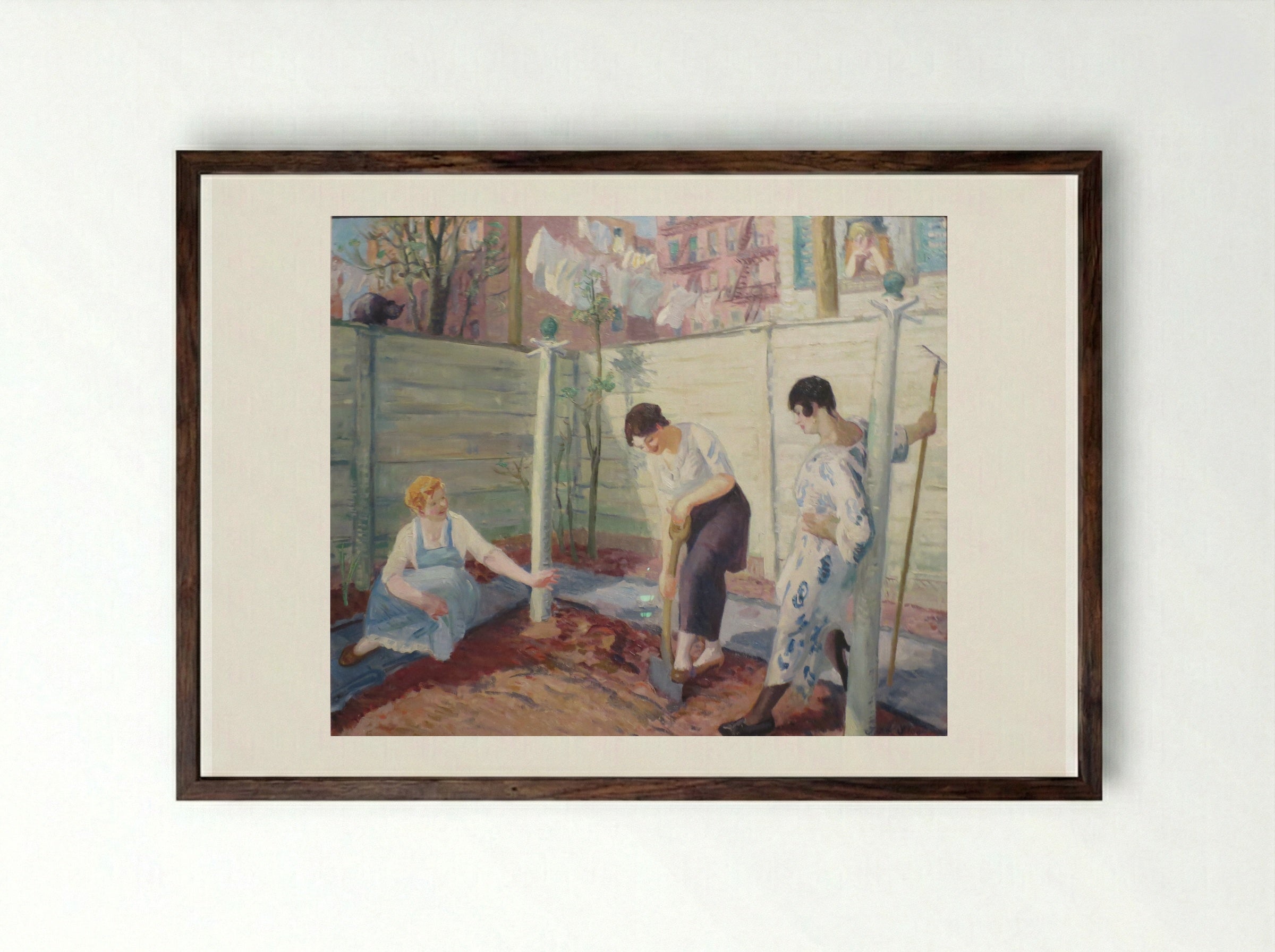 Spring Planting, Greenwich Village - John French Sloan - Framed Print Dark Wood