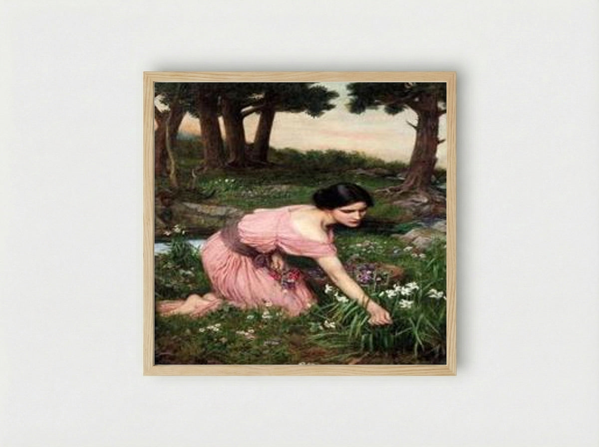 Spring Spreads One Green Lap of Flowers - John William Waterhouse - Framed Print Wood