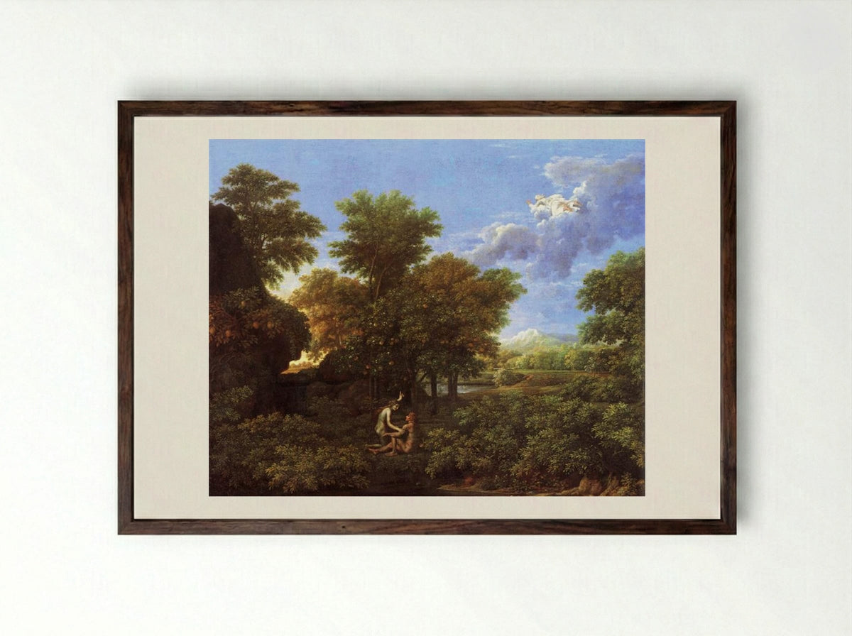 Spring (The Earthly Paradise) - Nicolas Poussin - Framed Print Dark Wood