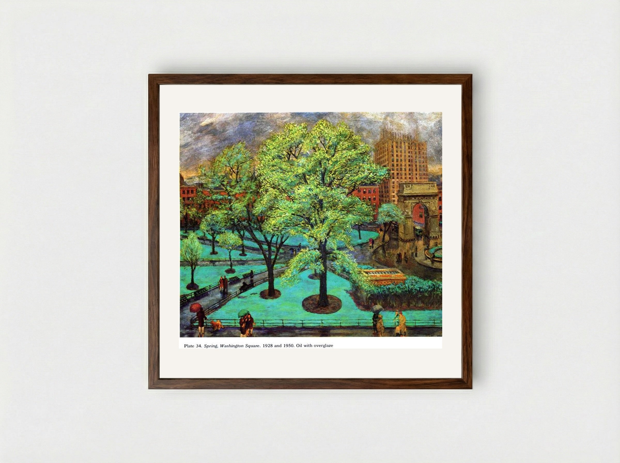 Spring, Washington Square - John French Sloan - Framed Print Dark Wood