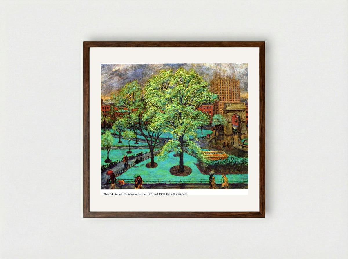 Spring, Washington Square - John French Sloan - Framed Print Dark Wood