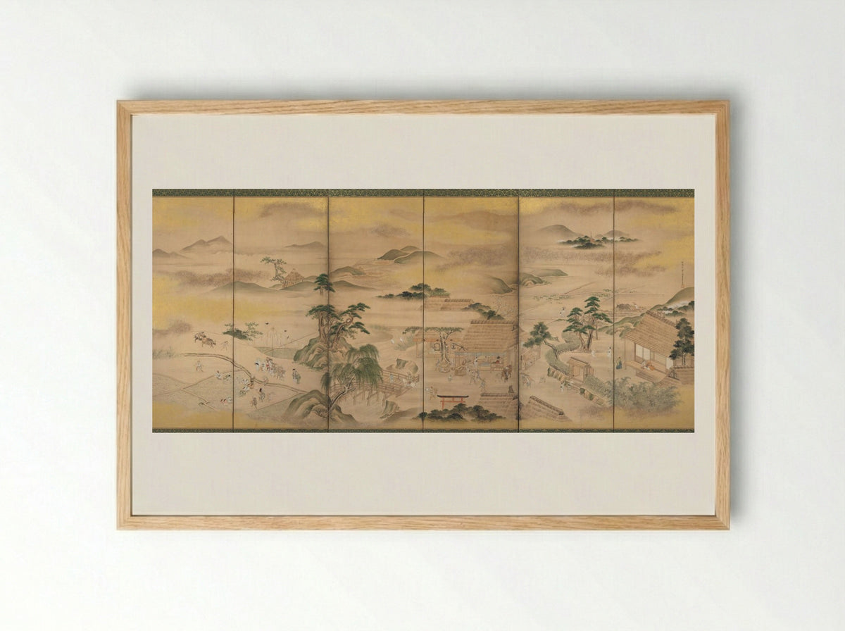 Spring and Autumn Farming (Spring) - Kō Sūkoku - Framed Print Wood