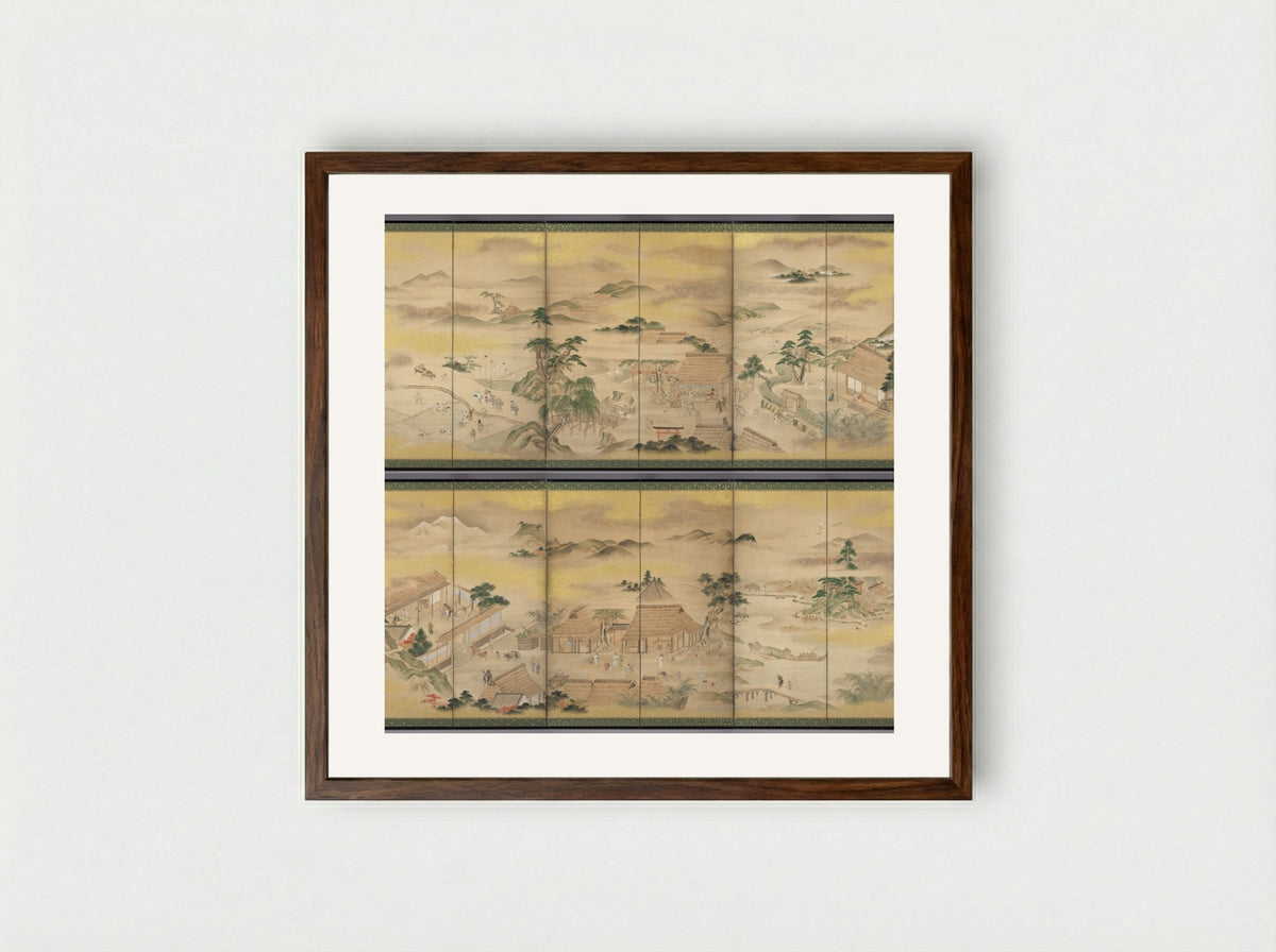 Spring and Autumn Farming - Kō Sūkoku - Framed Print Dark Wood
