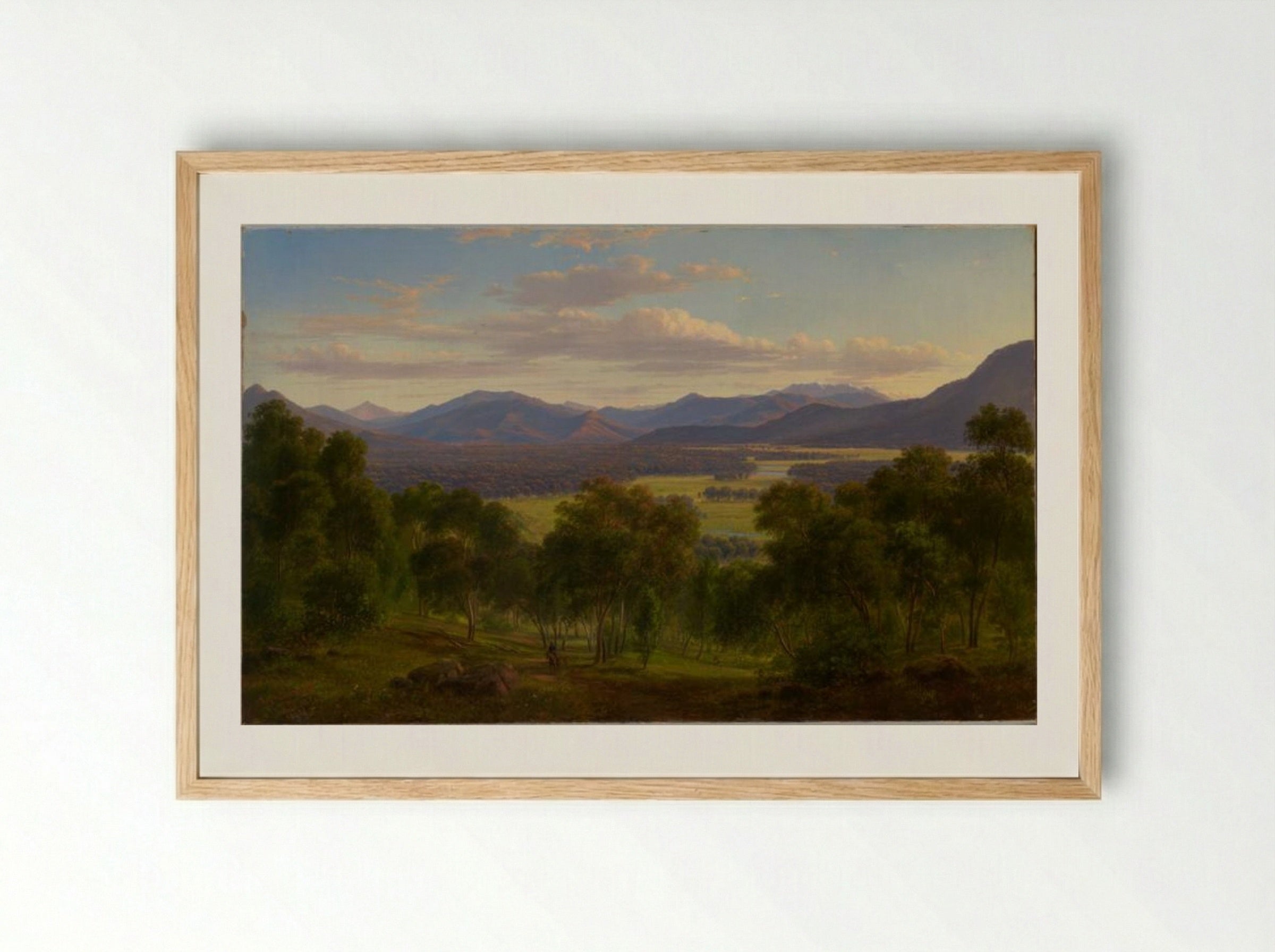 Spring in the valley of the Mitta Mitta with the Bogong Ranges in the distance - Eugene von Guerard - Framed Print Wood