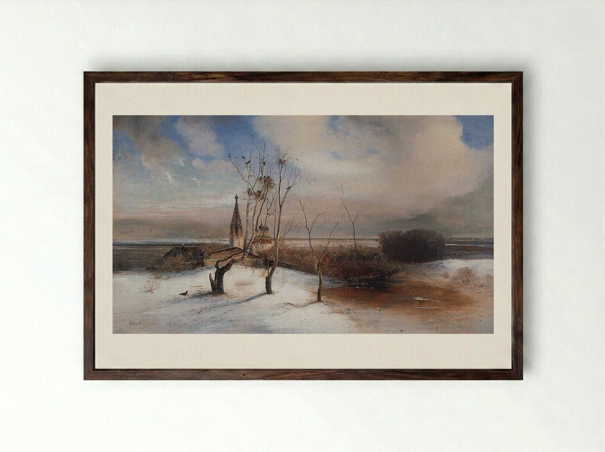 Spring. The Rooks Have Arrived. - Aleksey Savrasov - Framed Print Dark Wood