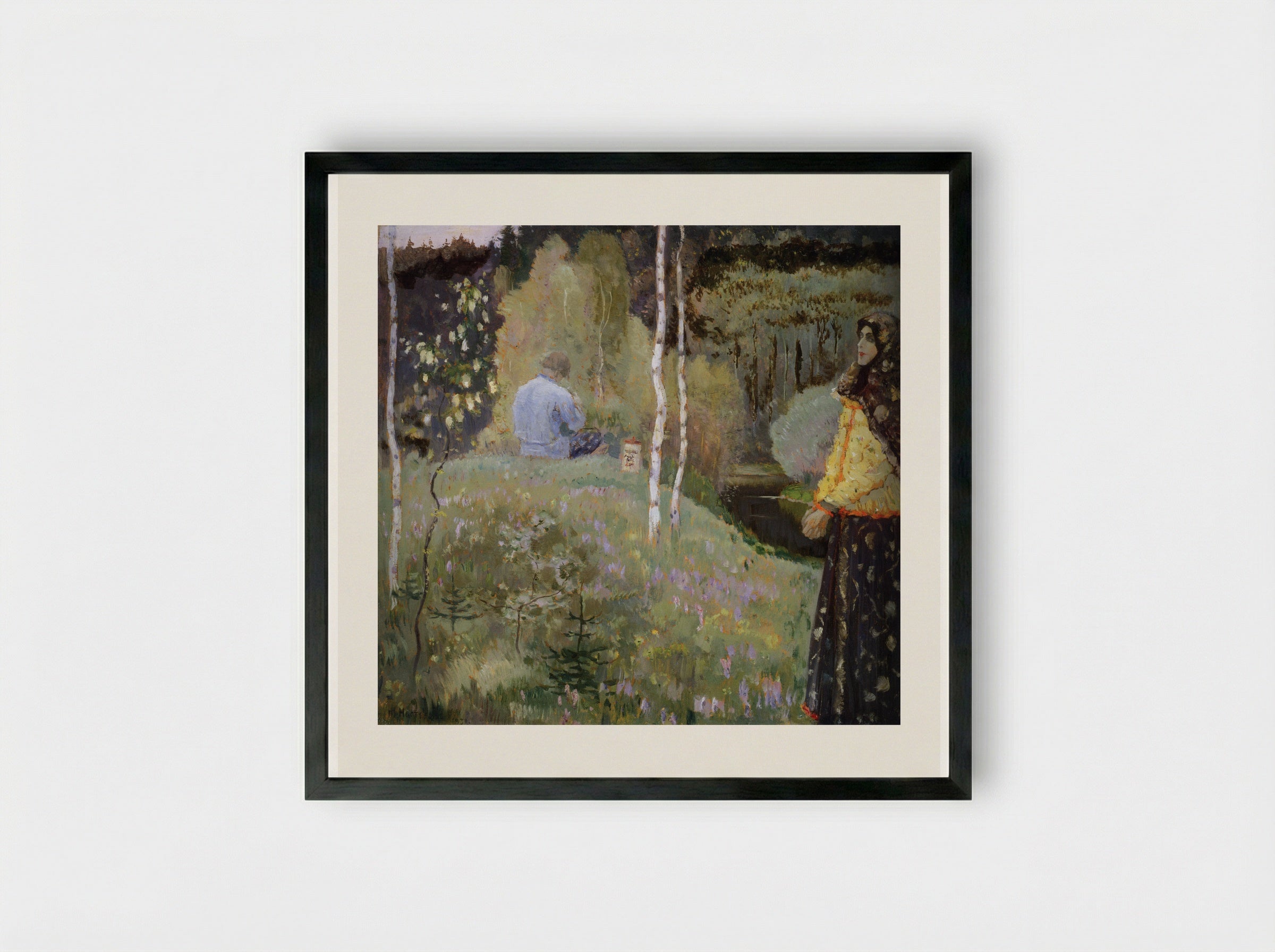 Spring - Mikhail Nesterov - Framed Print Black
