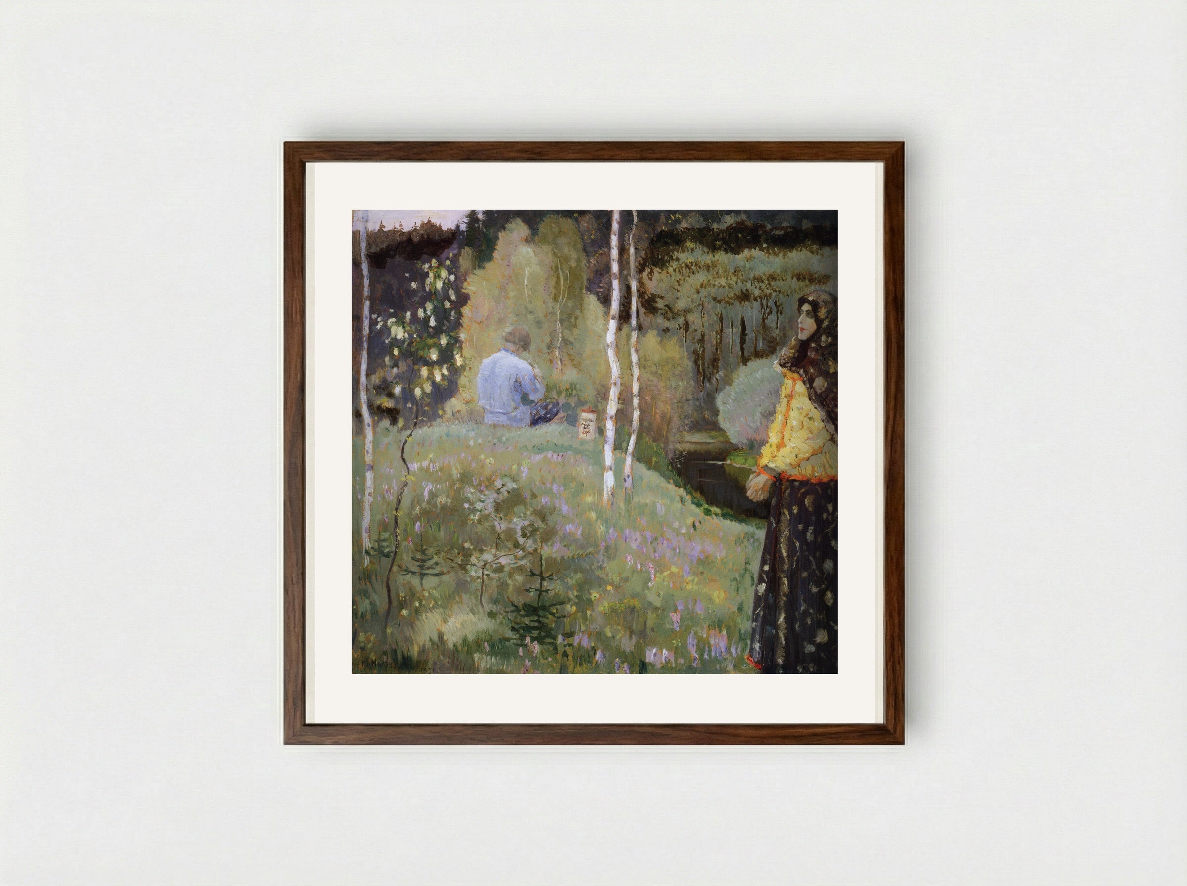 Spring - Mikhail Nesterov - Framed Print Dark Wood