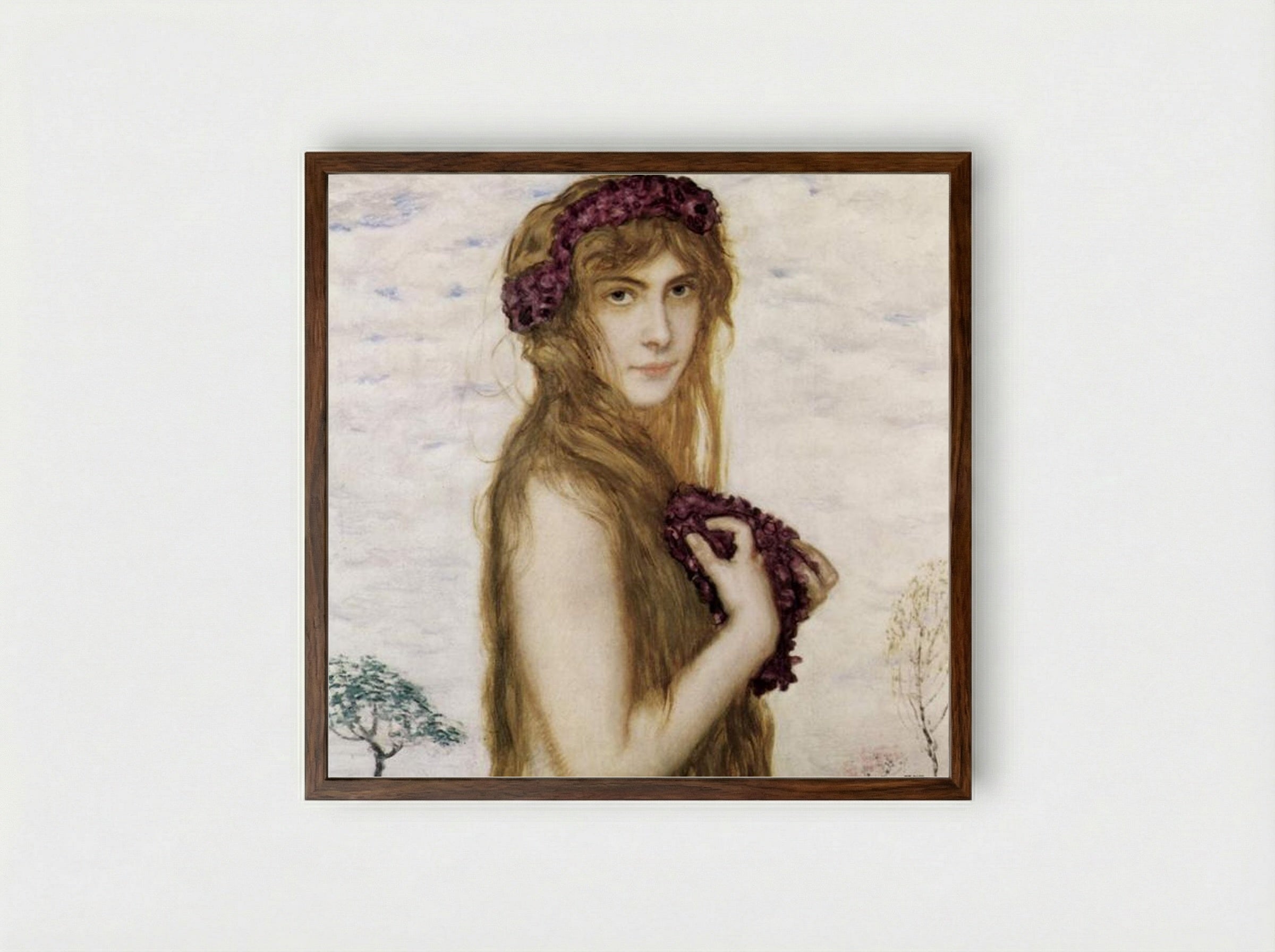 Spring - Franz von Stuck - Framed Print Dark Wood