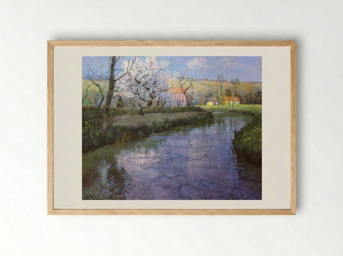 Springtime by the River - Frits Thaulow - Framed Print Wood