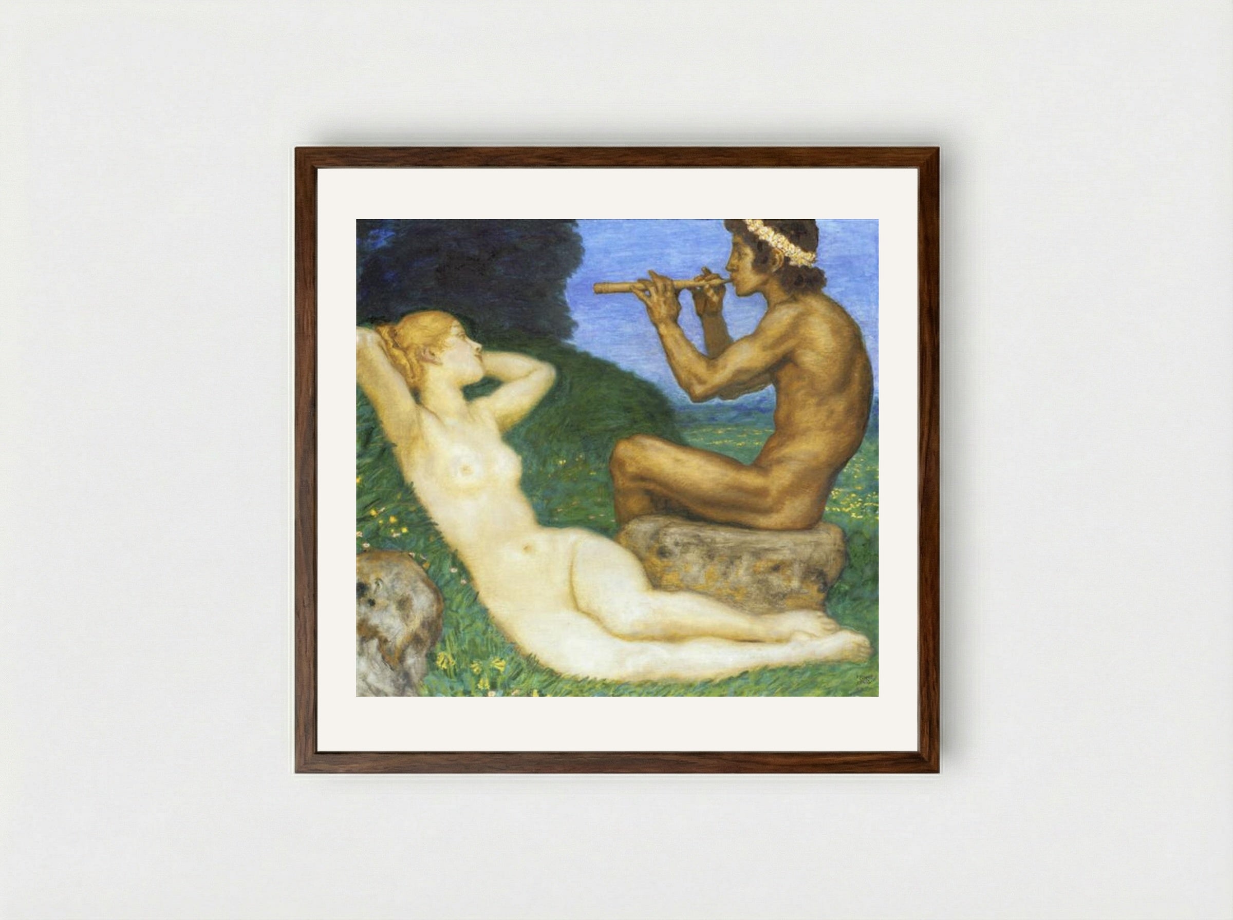 Springtime of Love - Franz von Stuck - Framed Print Dark Wood