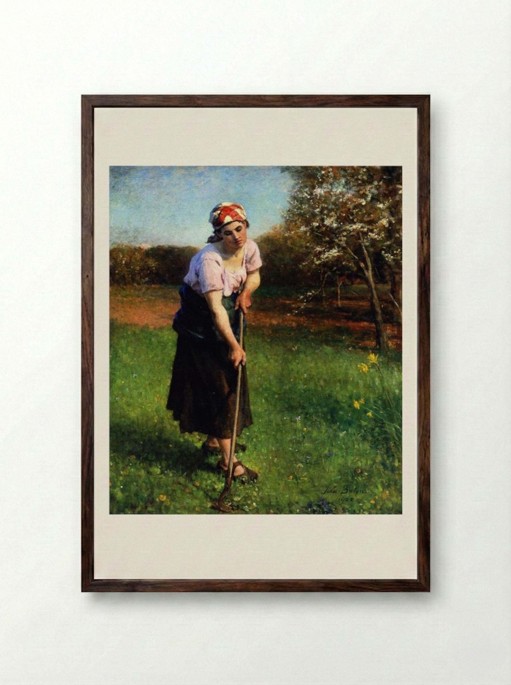 Springtime - Jules Breton - Framed Print Dark Wood