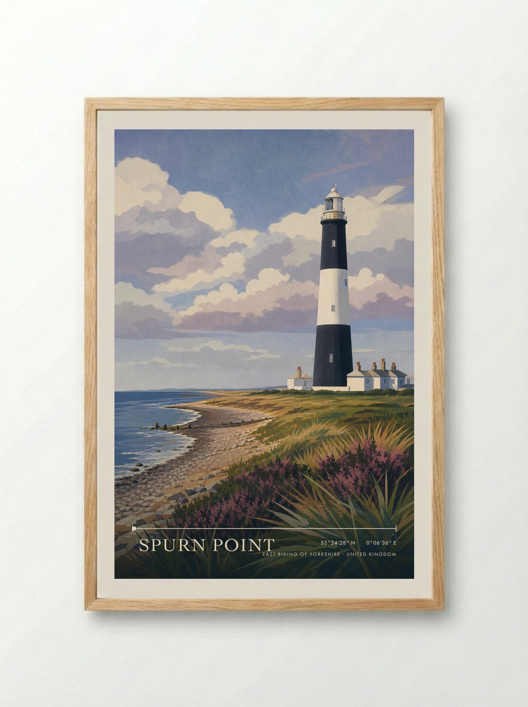 Spurn Point East Riding of Yorkshire United Kingdom Travel Poster - Framed Print Wood