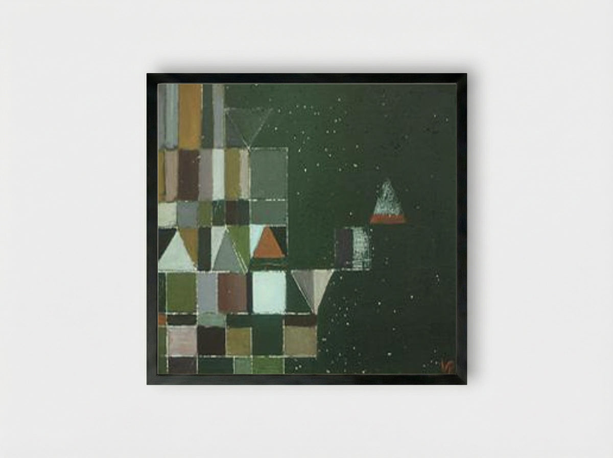 Square Motif Green & Lilac - Victor Pasmore - Framed Print Black
