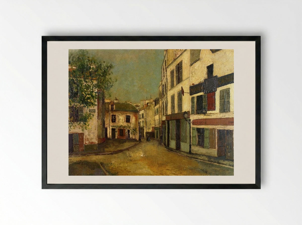 Square Tertre on Montmartre - Maurice Utrillo - Framed Print Black