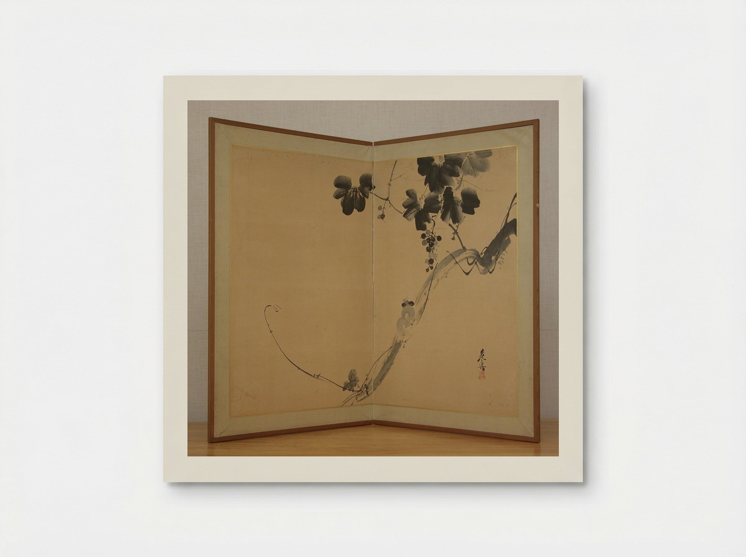 Squirrel on Grapevine - Shibata Zeshin - Poster