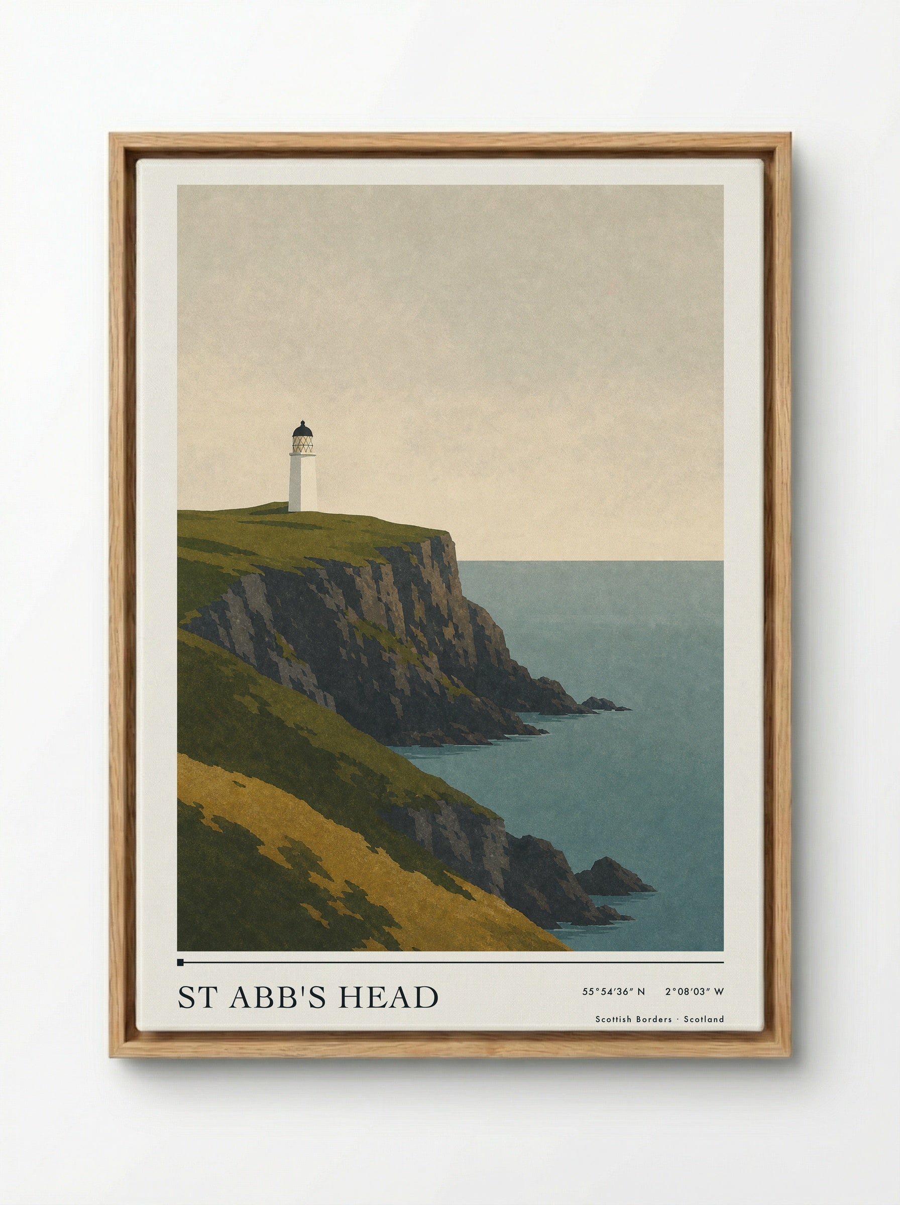 St Abb's Head Travel Poster Artwork - Framed Canvas Wood