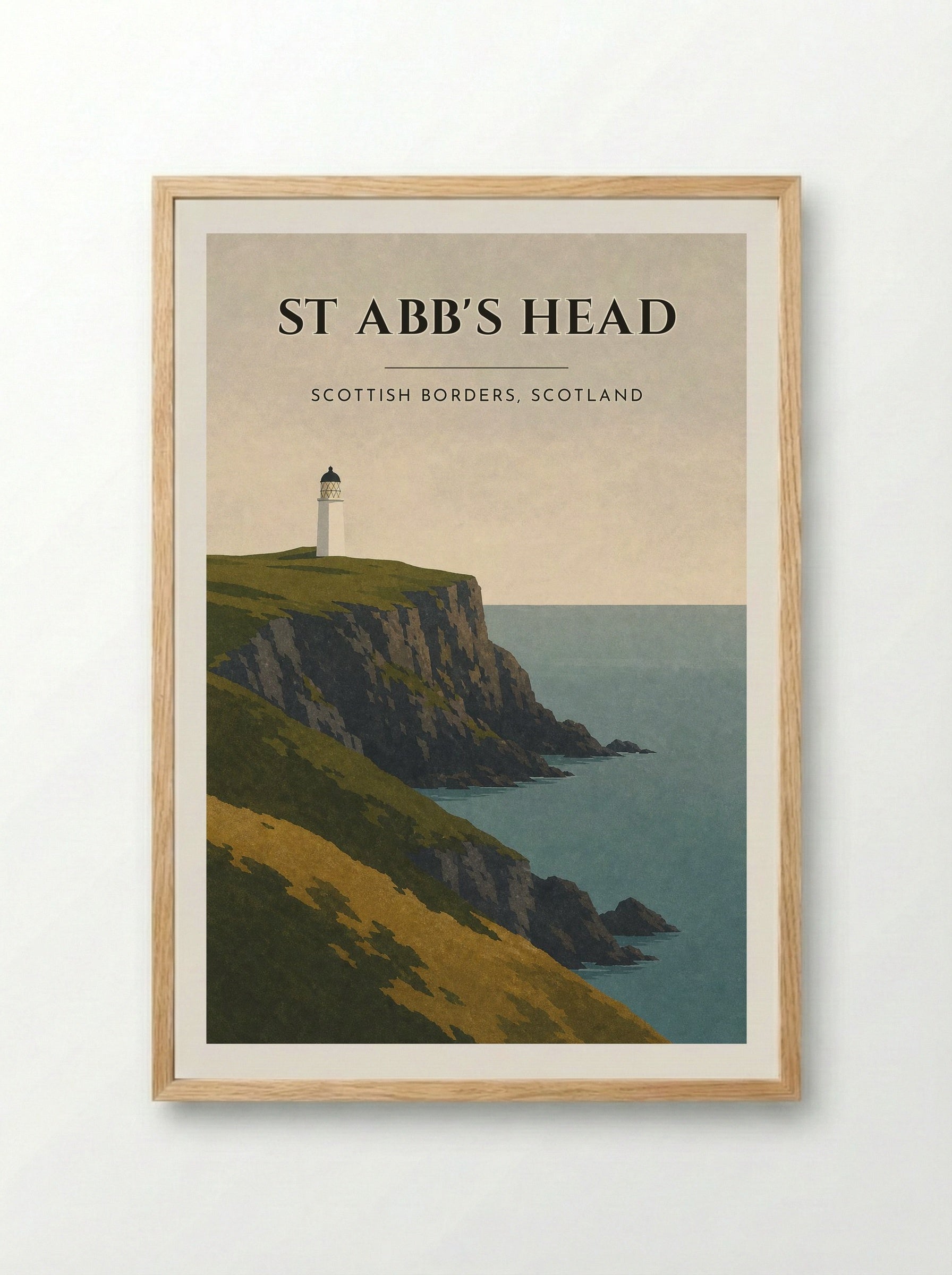 St Abb's Head Travel Poster Artwork - Framed Print Wood