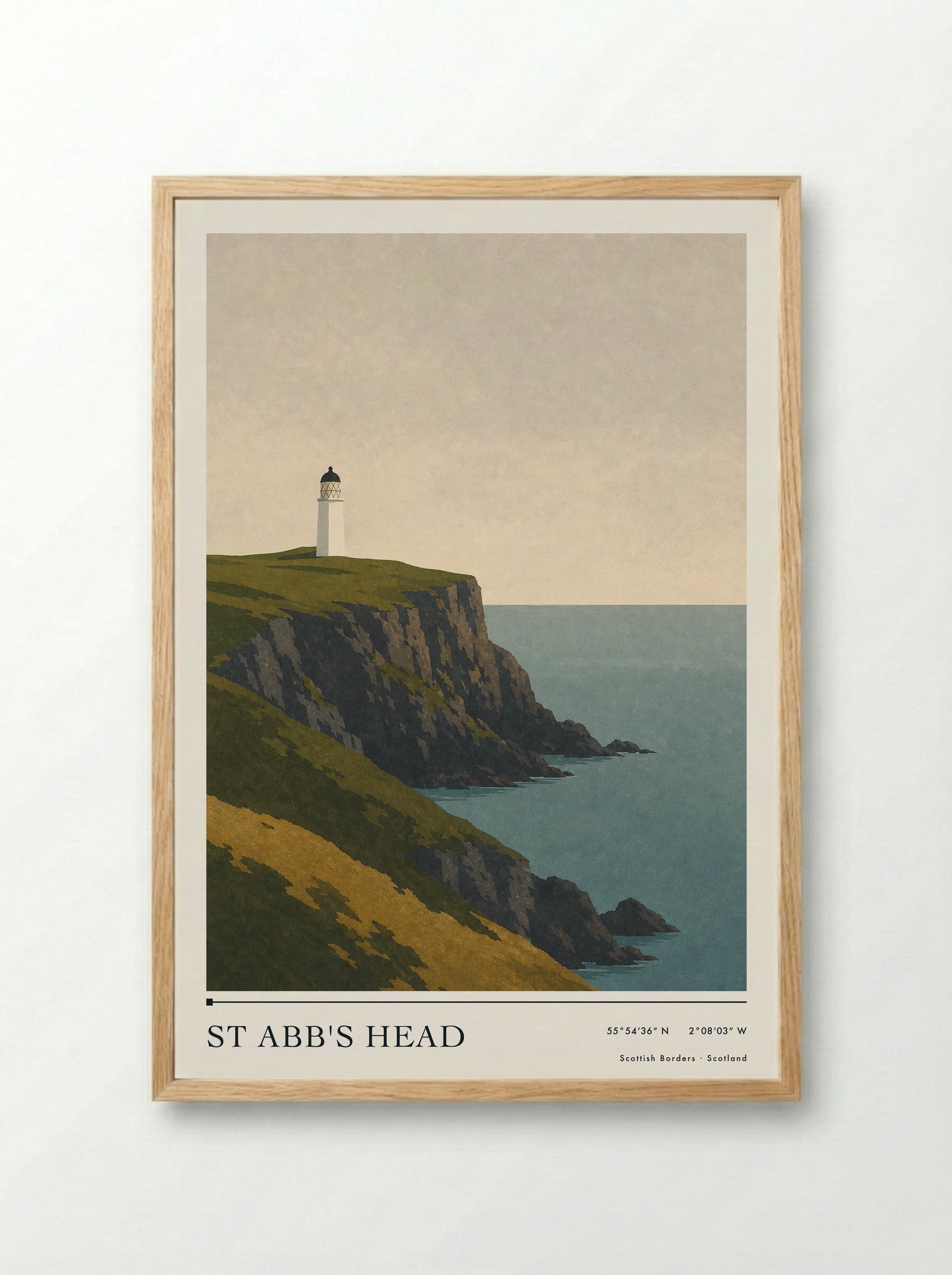 St Abb's Head Travel Poster Artwork - Framed Print Wood