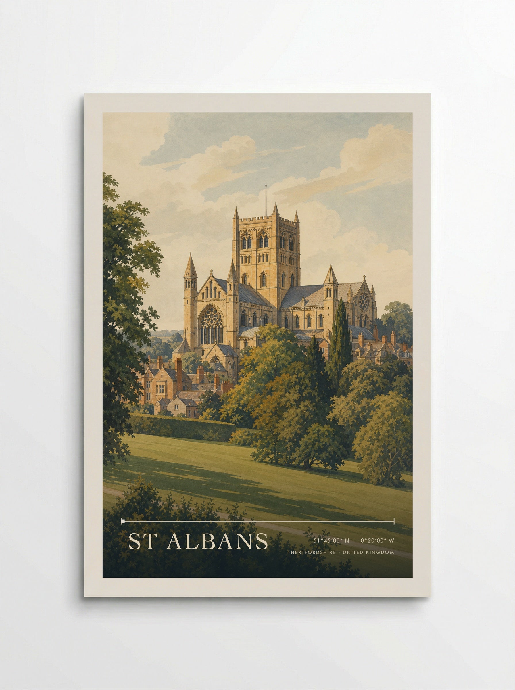St Albans Hertfordshire United Kingdom Travel Poster - Poster