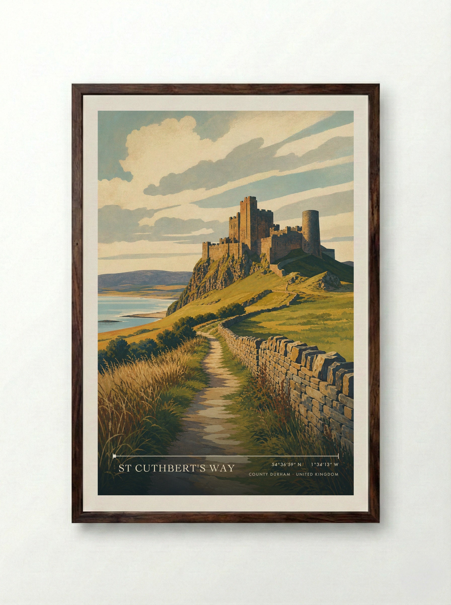 St Cuthbert's Way County Durham United Kingdom Travel Poster - Framed Print Dark Wood