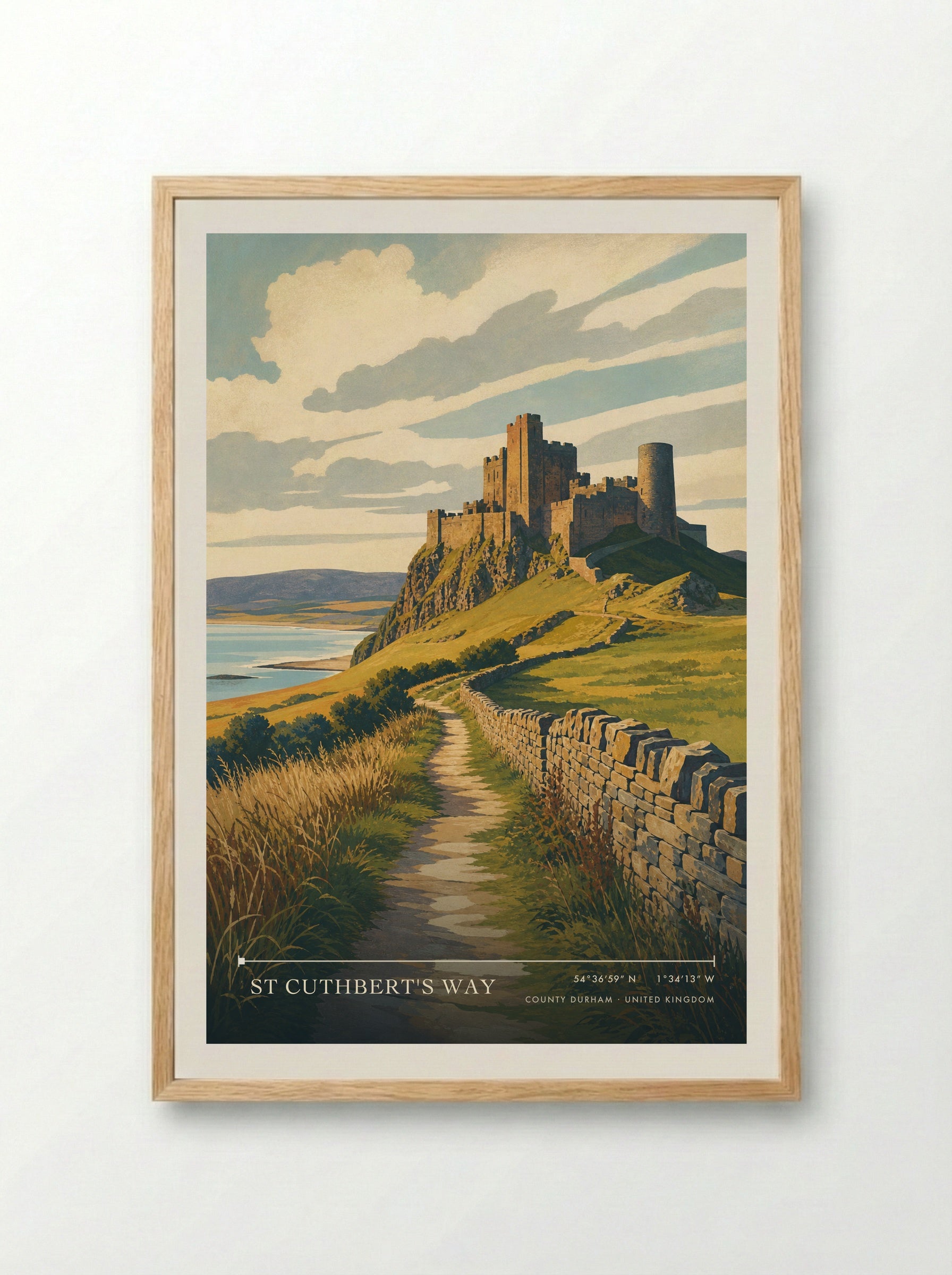 St Cuthbert's Way County Durham United Kingdom Travel Poster - Framed Print Wood