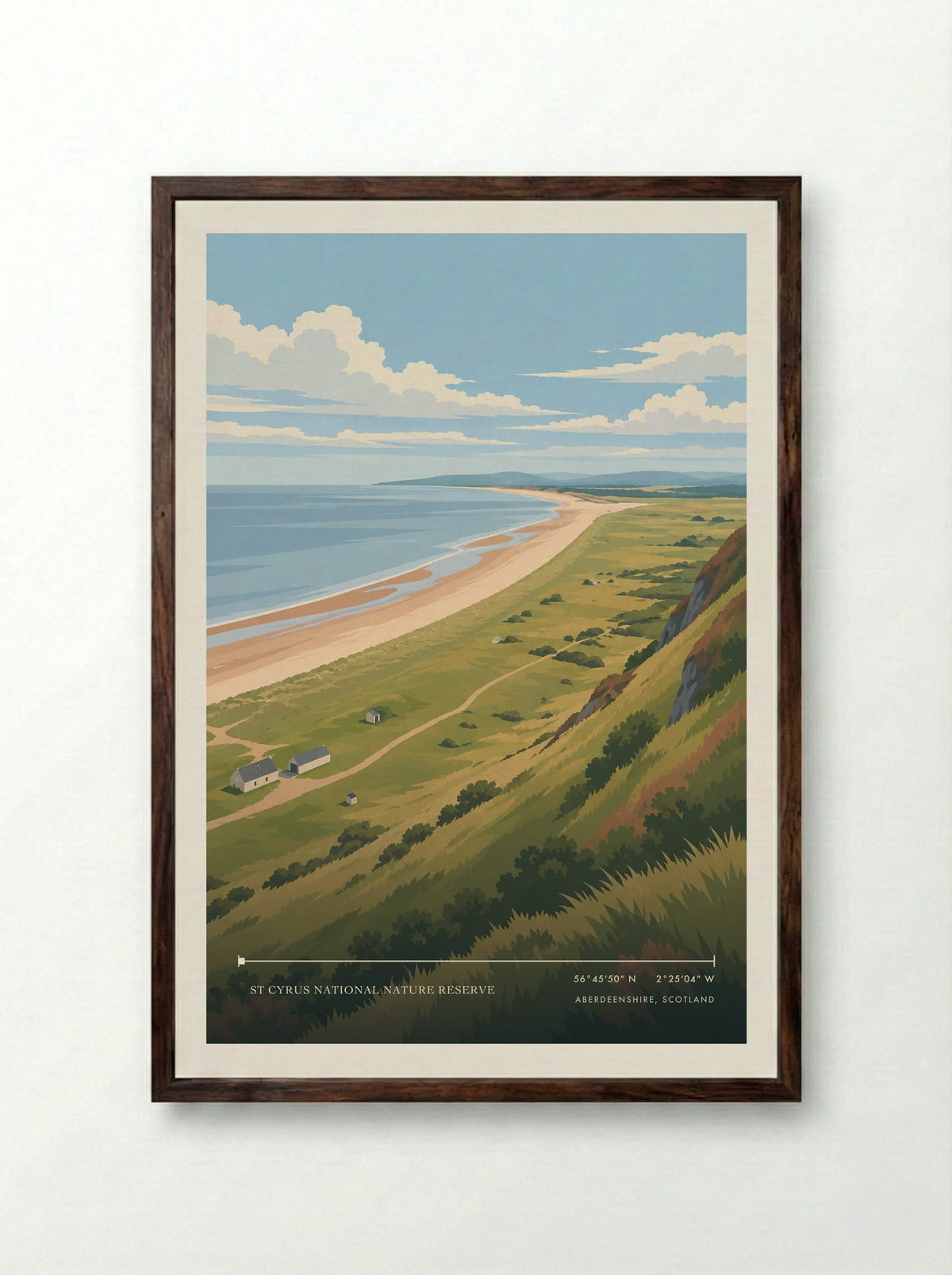 St Cyrus National Nature Reserve, Aberdeenshire, Scotland | Travel Poster - Framed Print Dark Wood