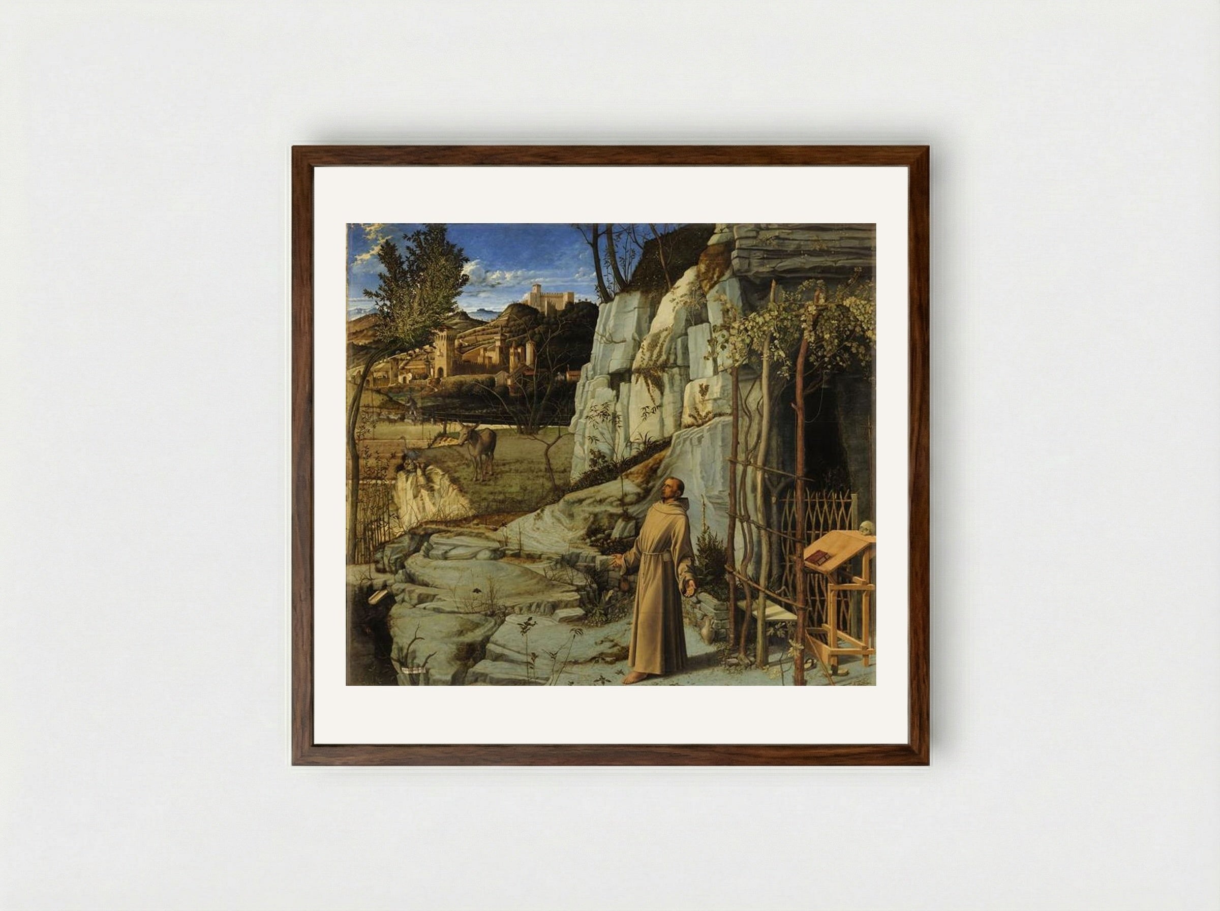St Francis in Ecstasy - Giovanni Bellini - Framed Print Dark Wood