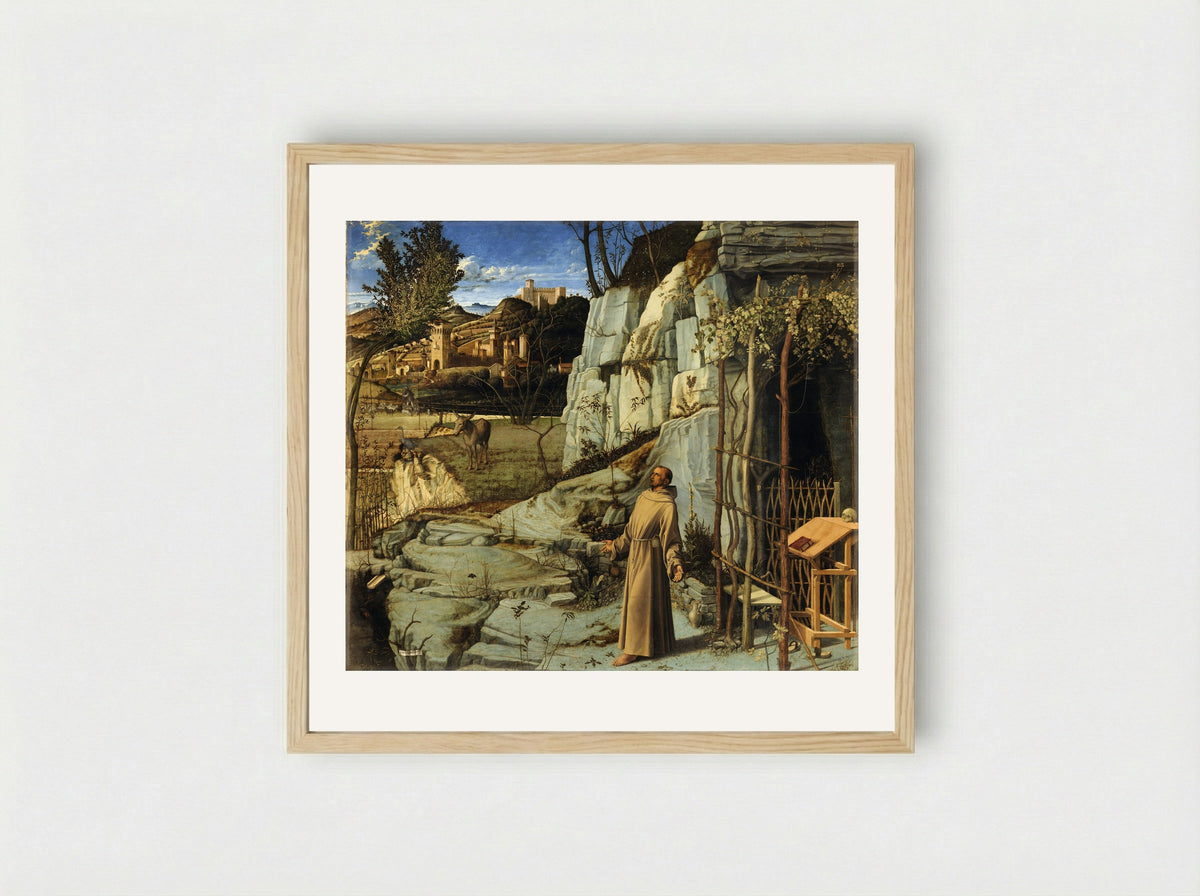 St Francis in Ecstasy - Giovanni Bellini - Framed Print Wood