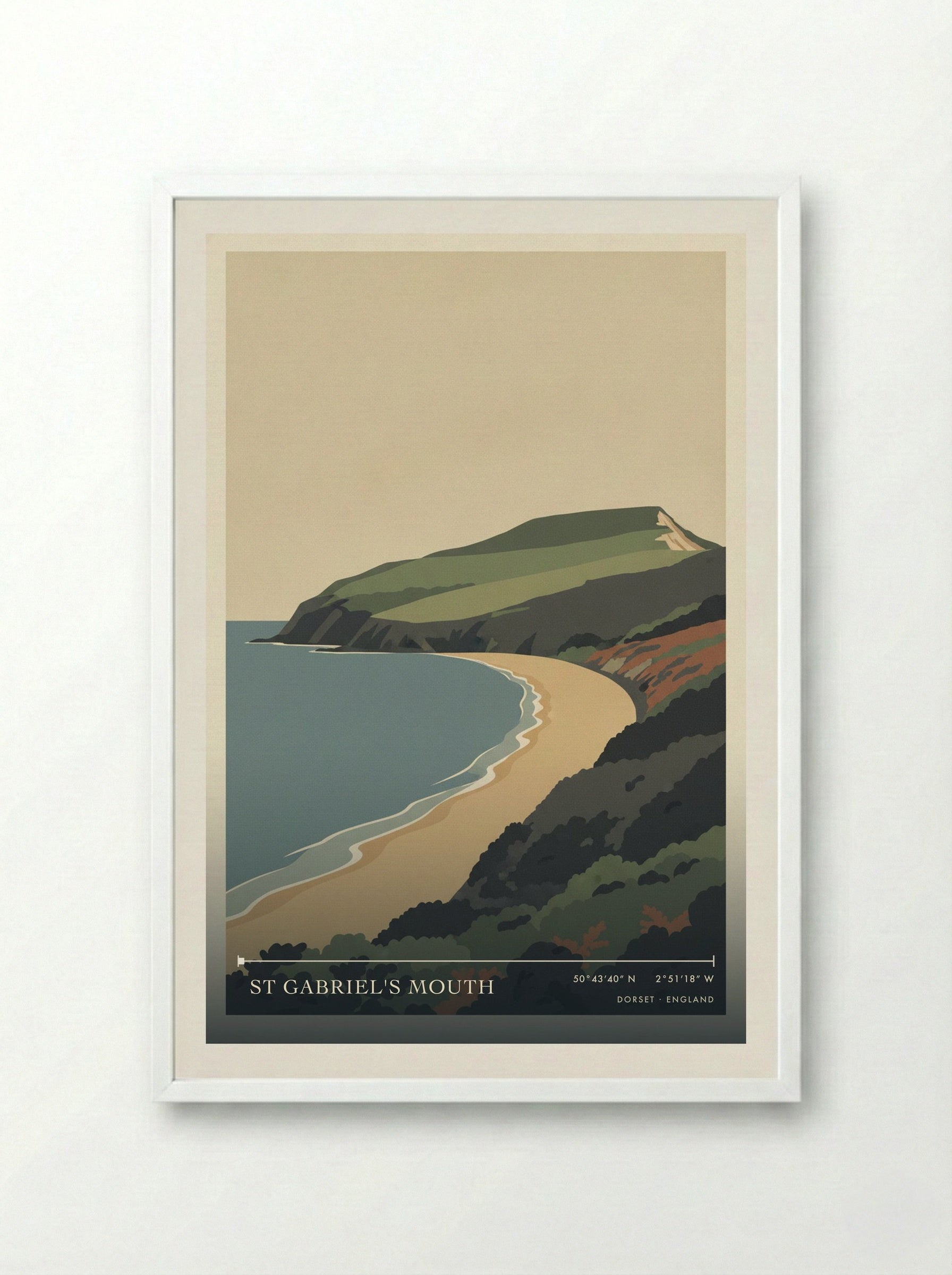 St Gabriel's Mouth Dorset England Travel Poster - Framed Print White