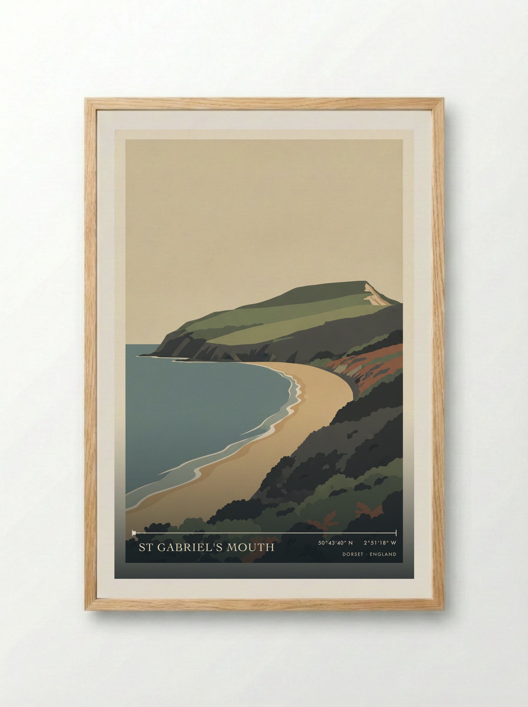 St Gabriel's Mouth Dorset England Travel Poster - Framed Print Wood