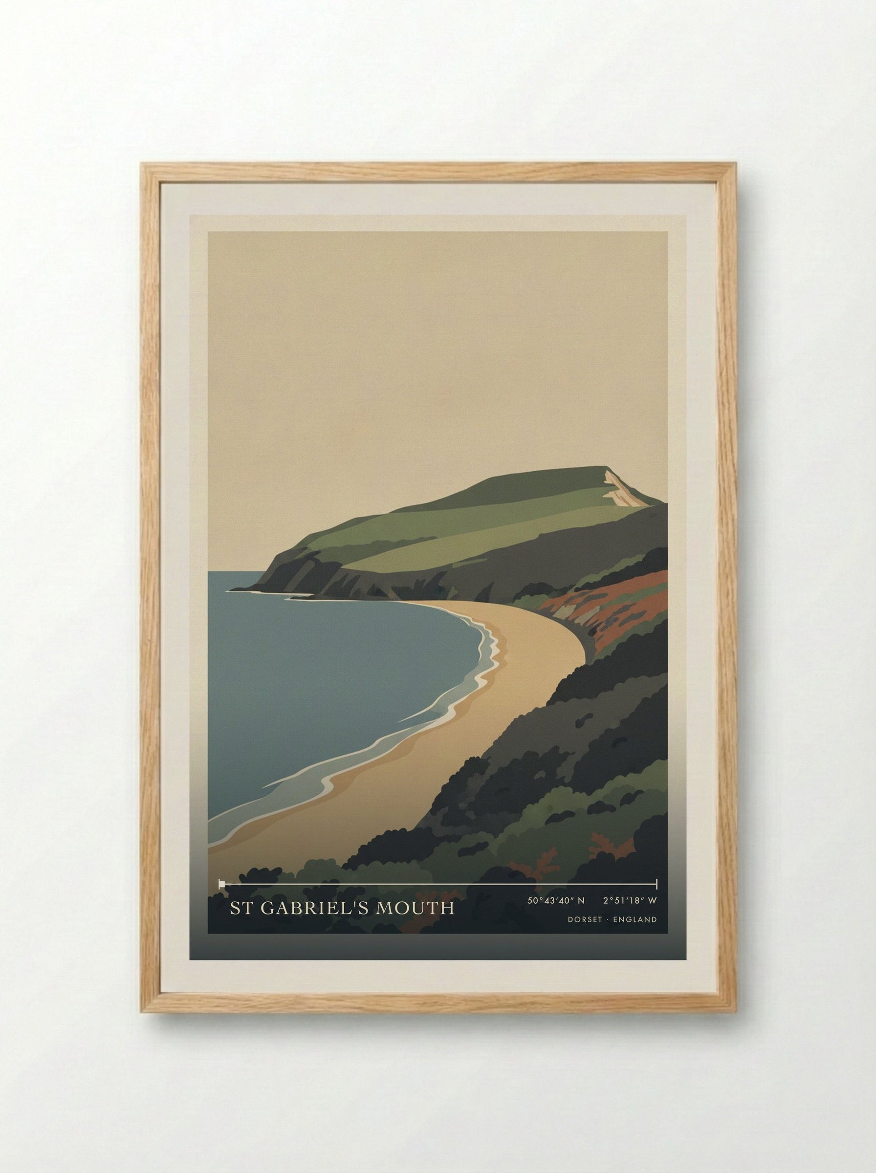St Gabriel's Mouth Dorset England Travel Poster - Framed Print Wood