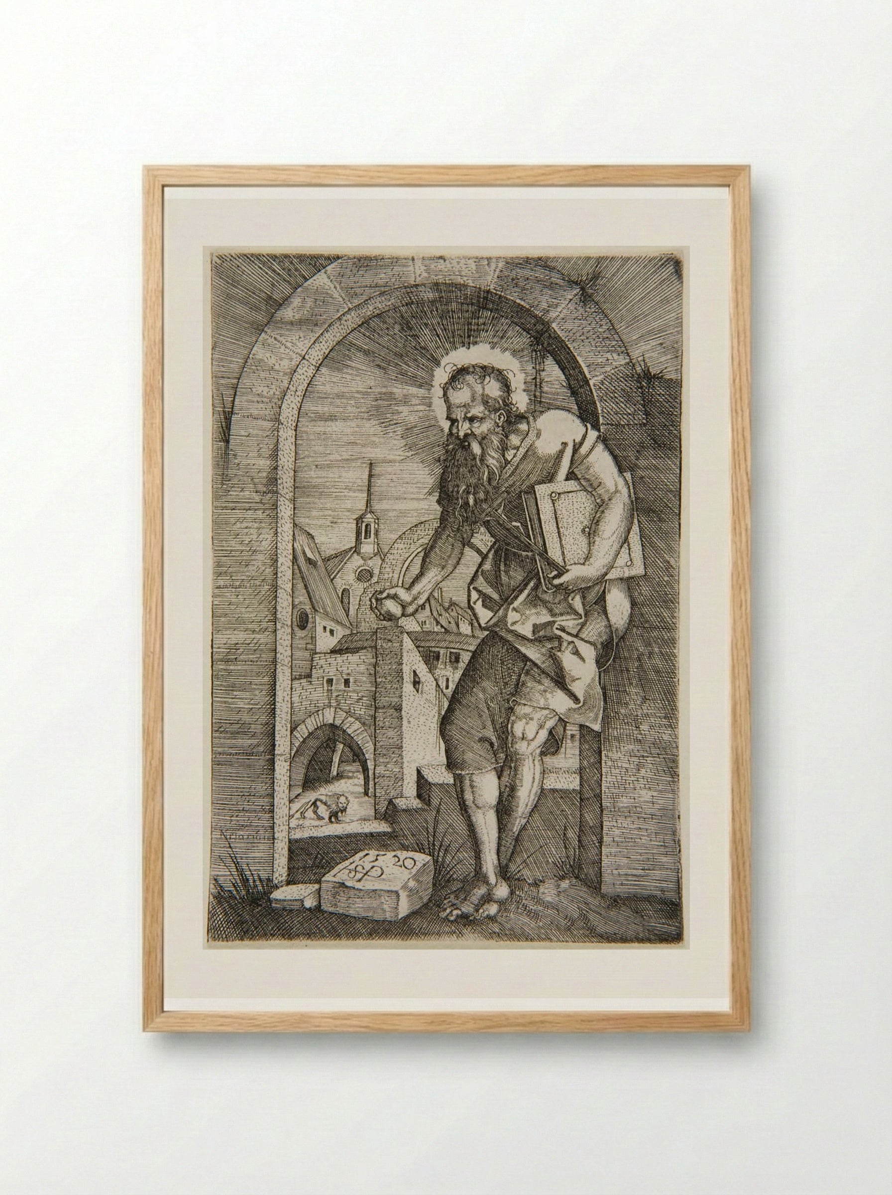 St Jerome at the Arch - Sebald Beham - Framed Print Wood