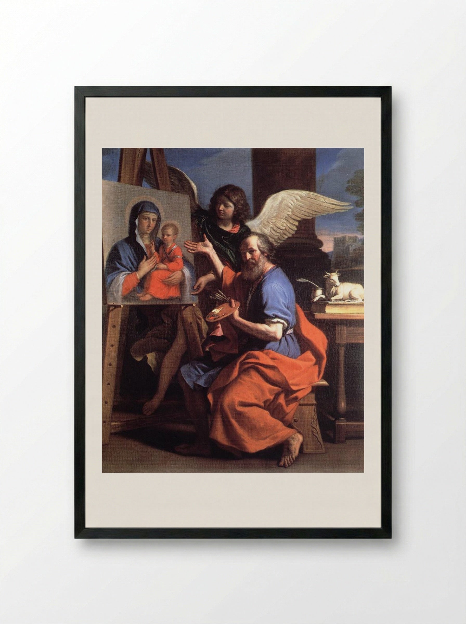 St Luke Displaying a Painting of the Virgin - Guercino - Framed Print Black