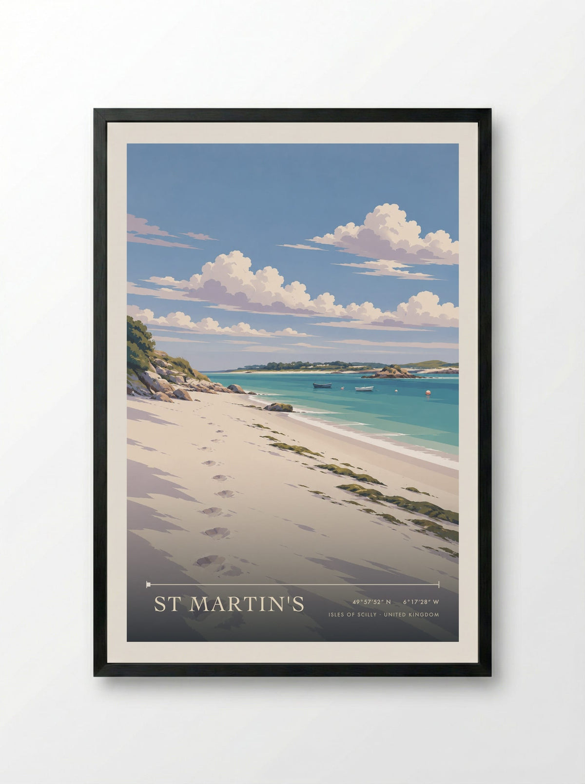 St Martin's, Isles of Scilly | Travel Poster - Framed Print Black