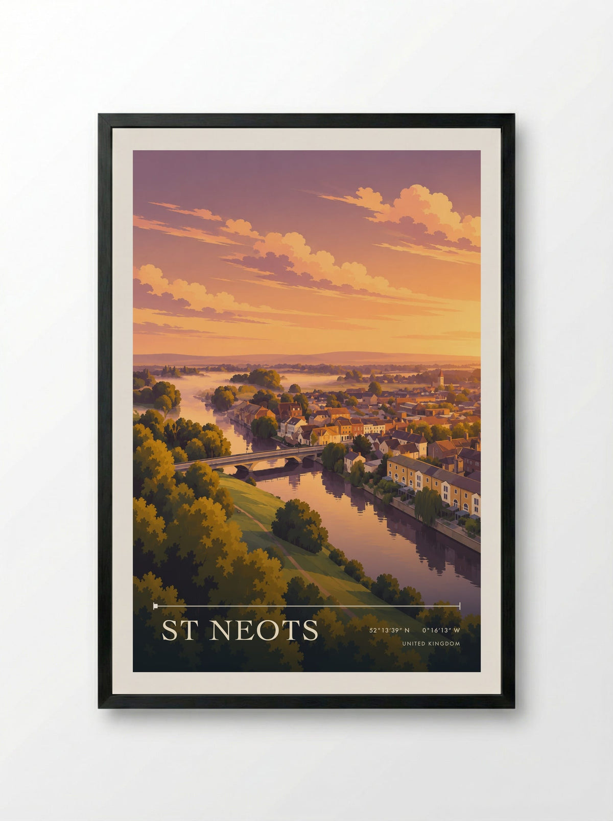 St Neots | Travel Poster - Framed Print Black