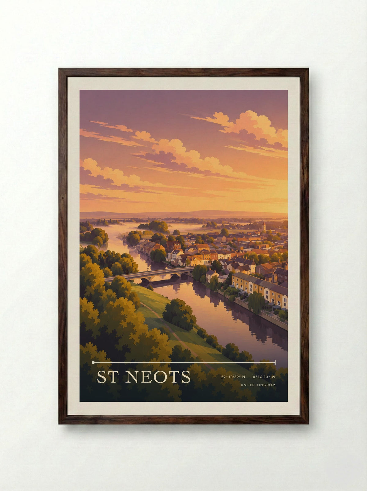 St Neots | Travel Poster - Framed Print Dark Wood