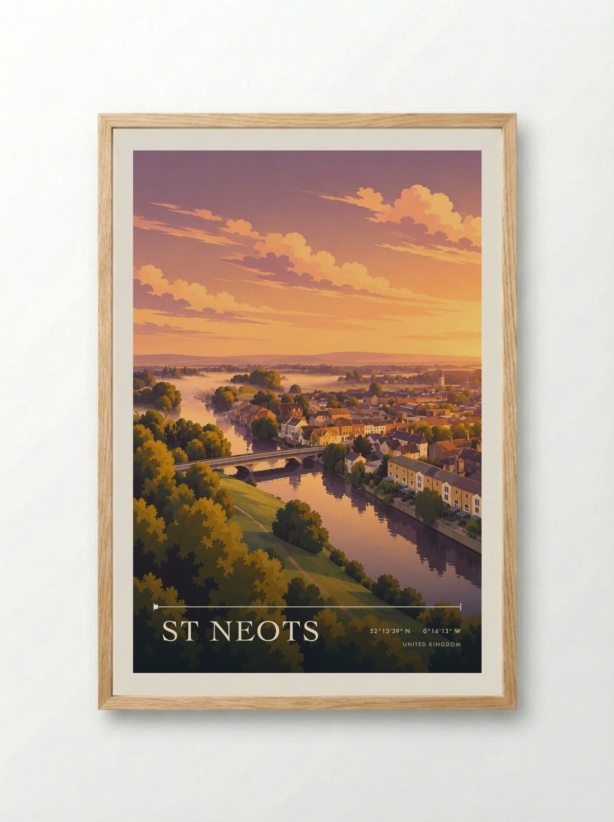 St Neots | Travel Poster - Framed Print Wood