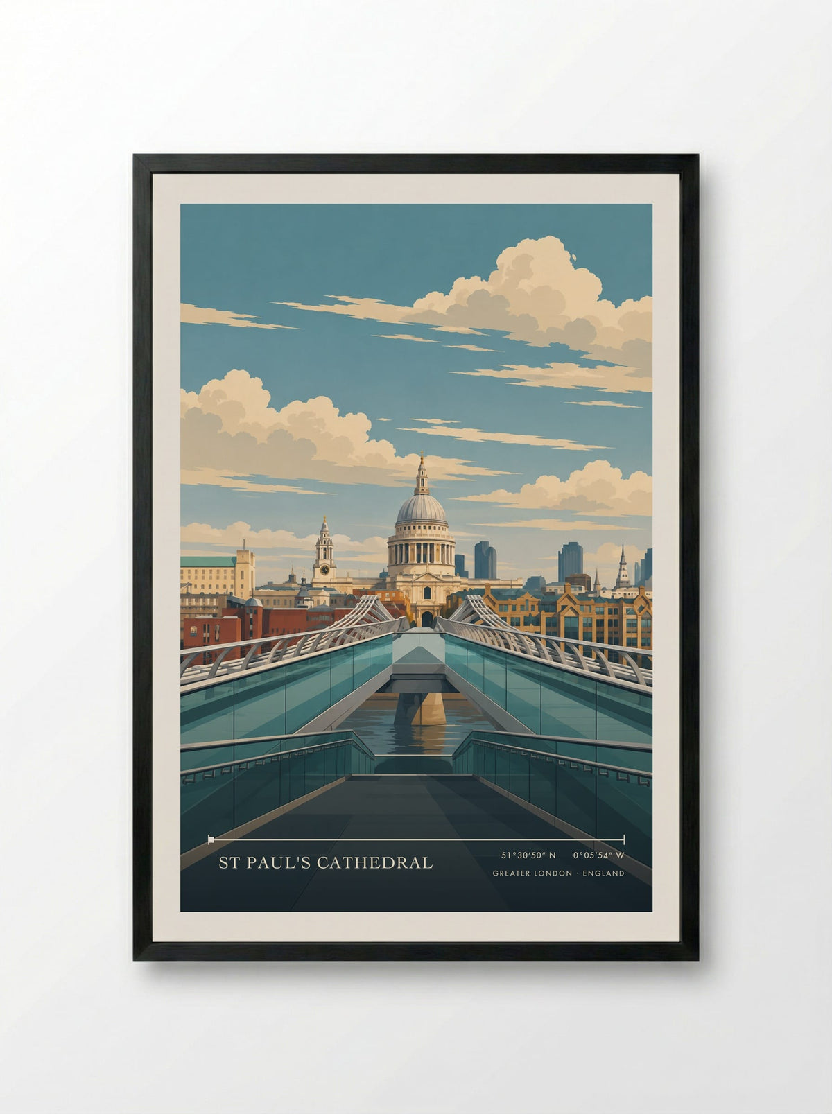 St Paul's Cathedral, Greater London | Travel Poster - Framed Print Black