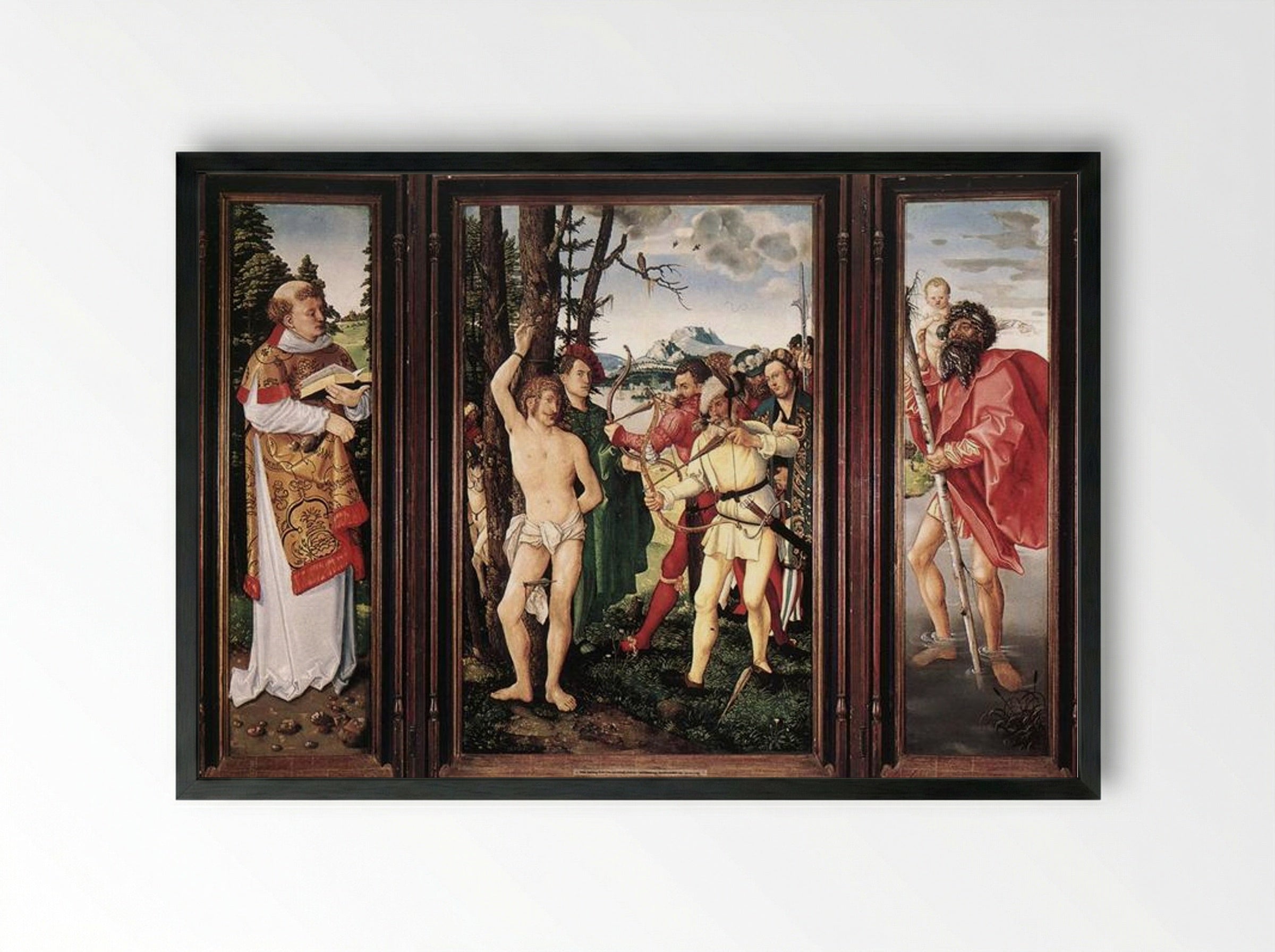 St Sebastian Altarpiece - Hans Baldung - Framed Print Black