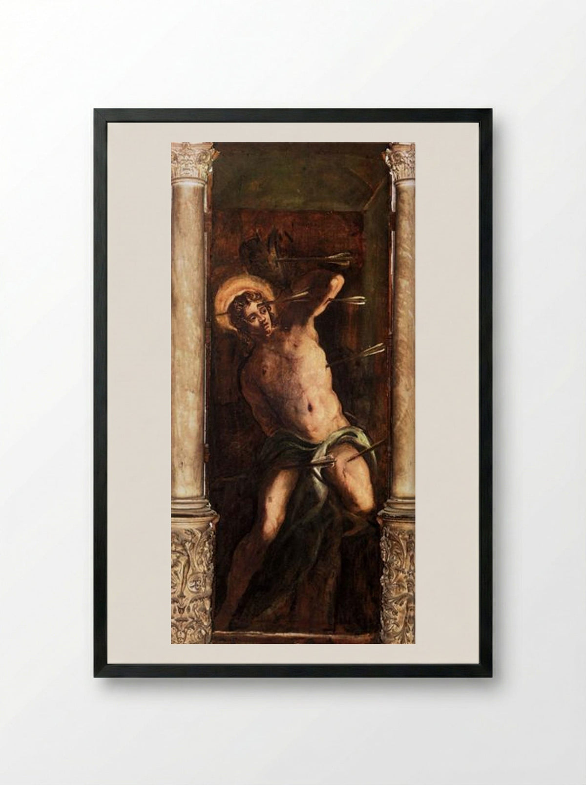St Sebastian - Tintoretto - Framed Print Black
