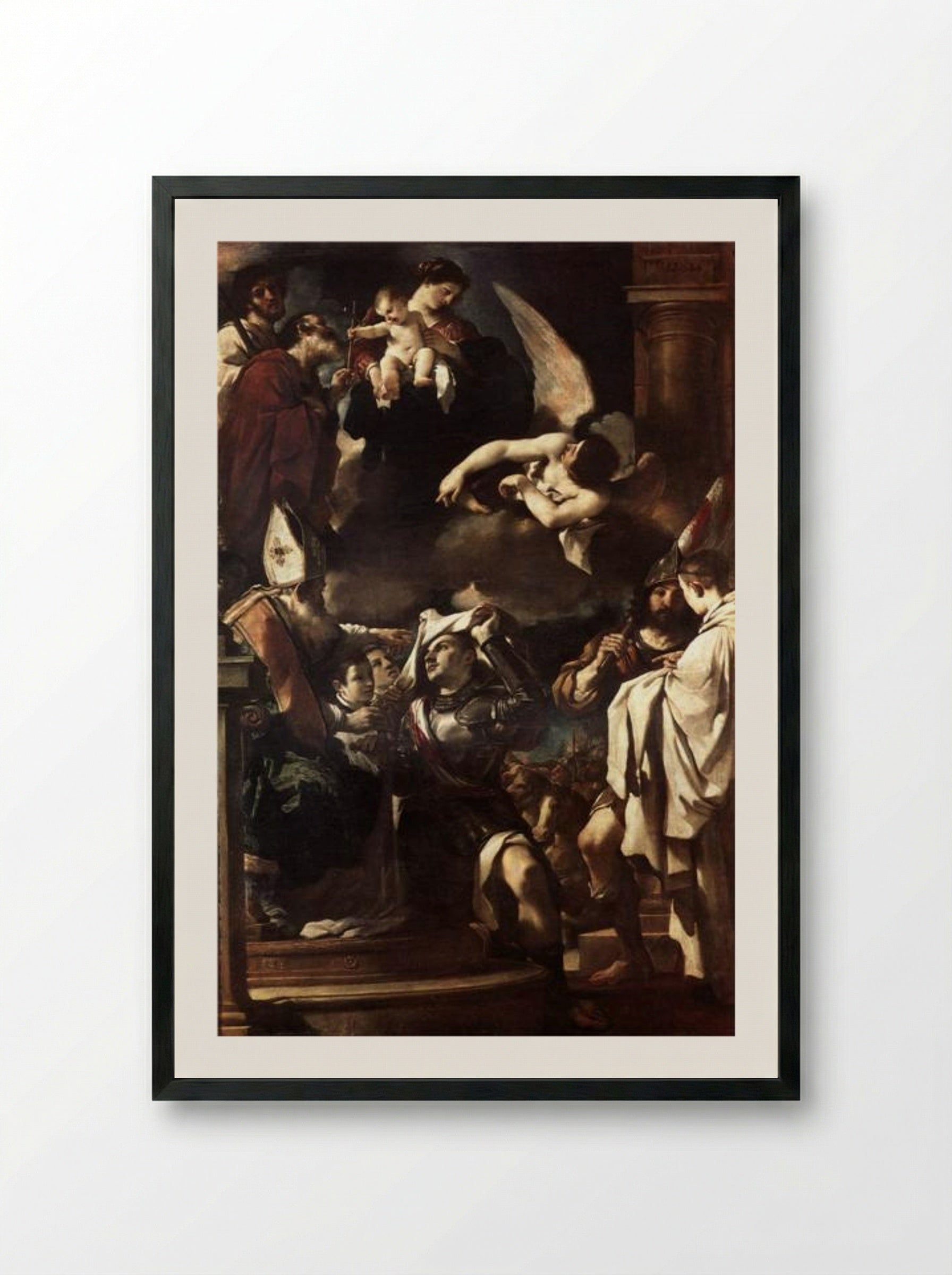 St William of Aquitaine Receiving the Cowl - Guercino - Framed Print Black