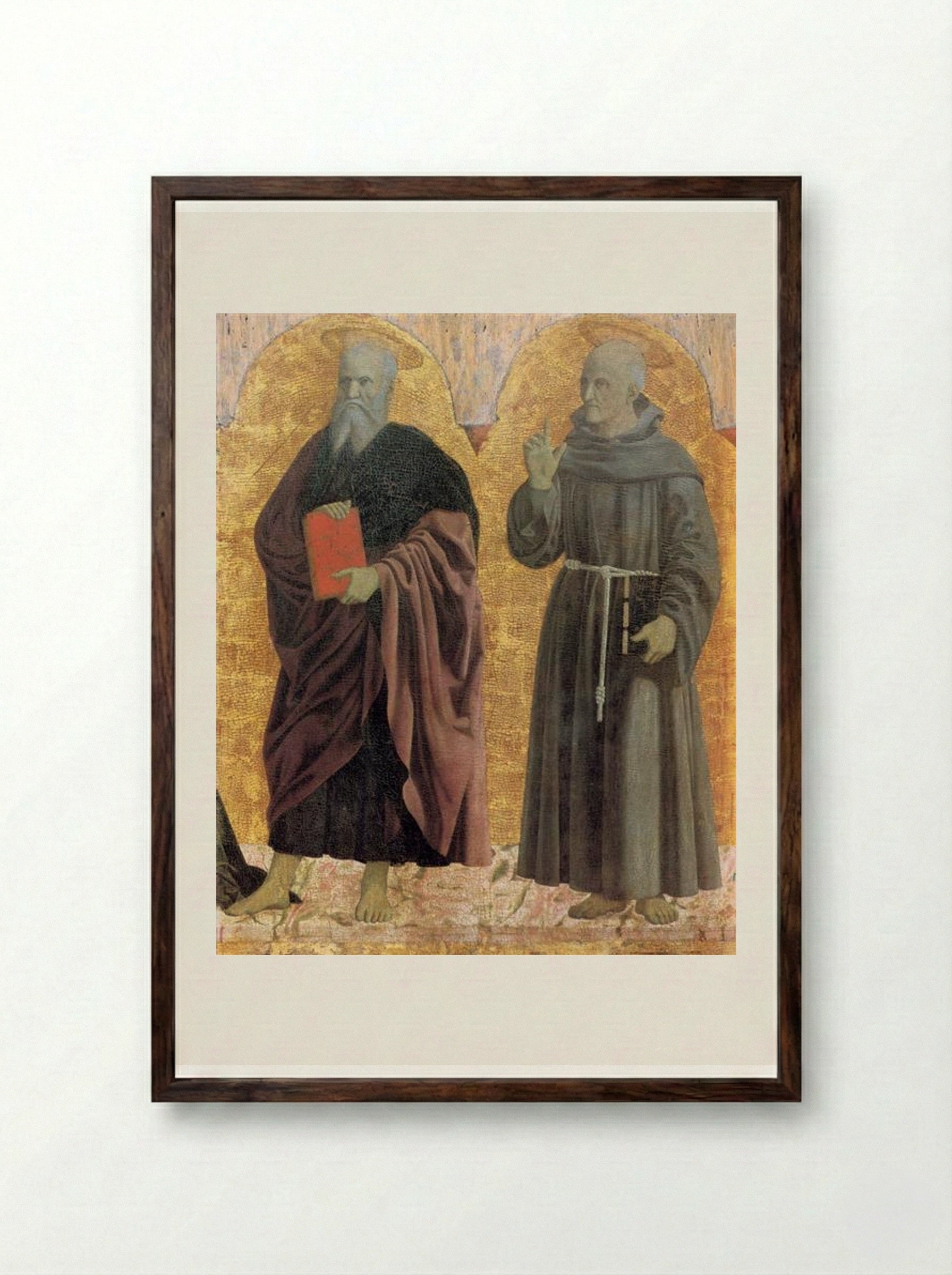 St. Andrew and St. Bernardino - Piero della Francesca - Framed Print Dark Wood