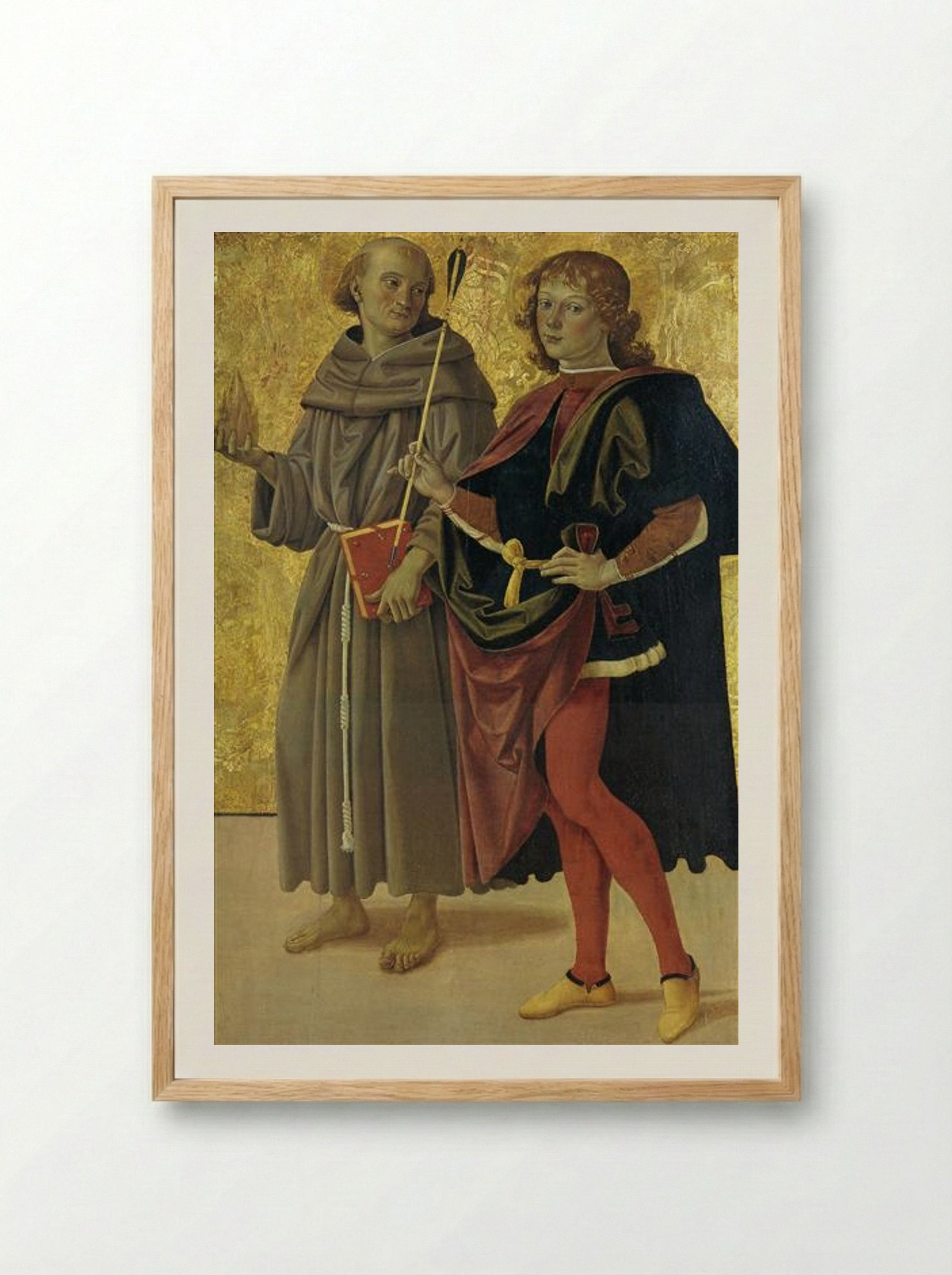 St. Anthony of Padua and St. Sebastian - Pietro Perugino - Framed Print Wood
