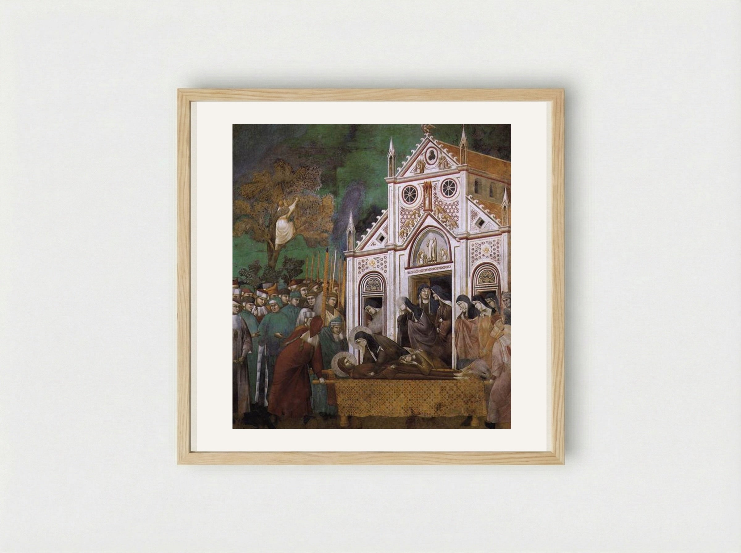 St. Francis Mourned by St. Clare - Giotto di Bondone - Framed Print Wood